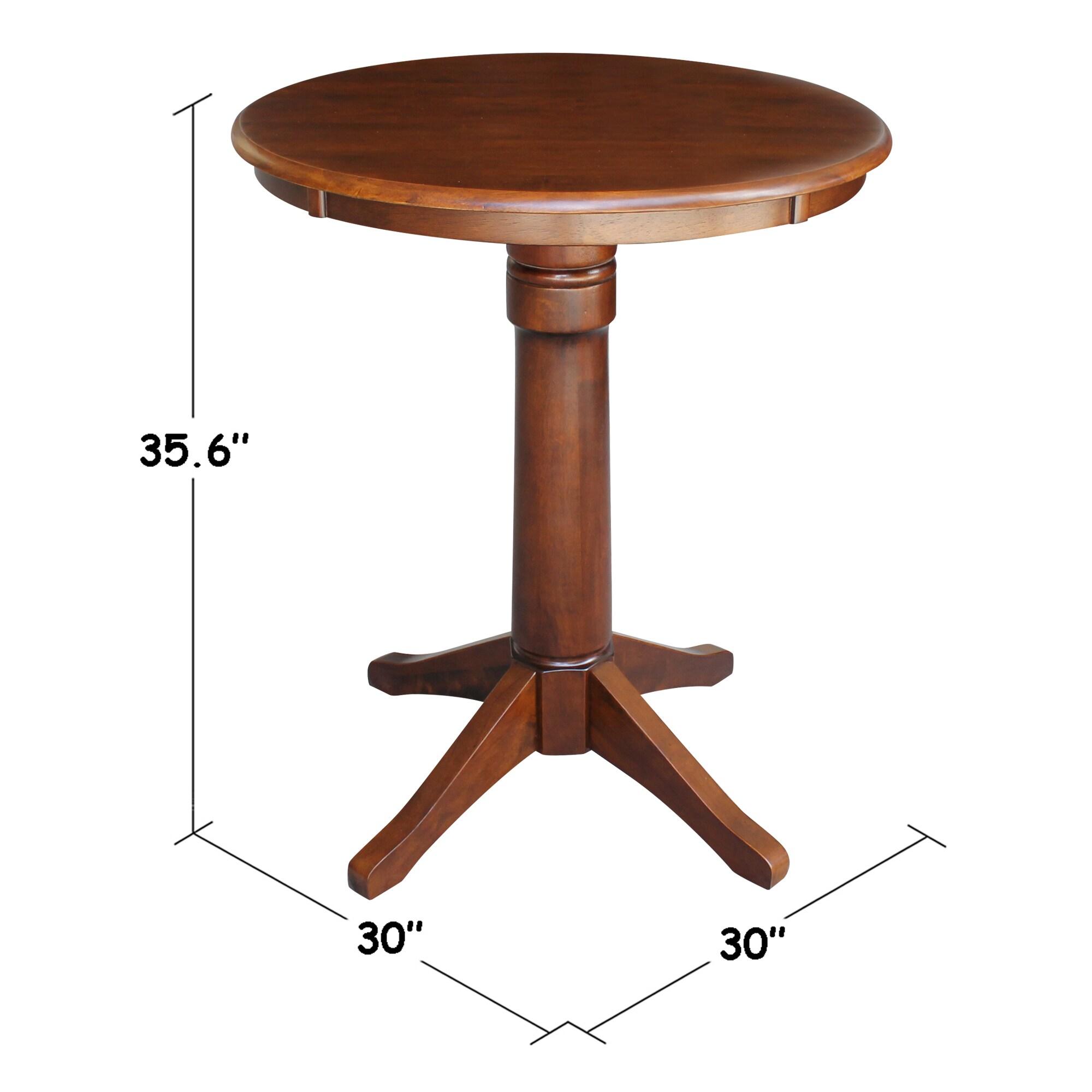 30" Nick Round Top Pedestal Table Counter Height Espresso - International Concepts: Solid Wood, Seats 4