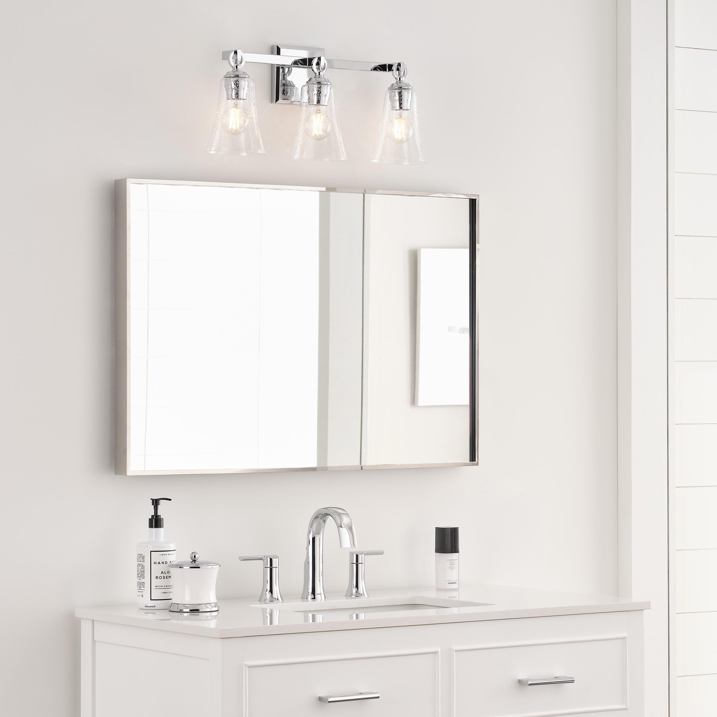 Monterro 3-Light Chrome Vanity with Clear Seeded Glass