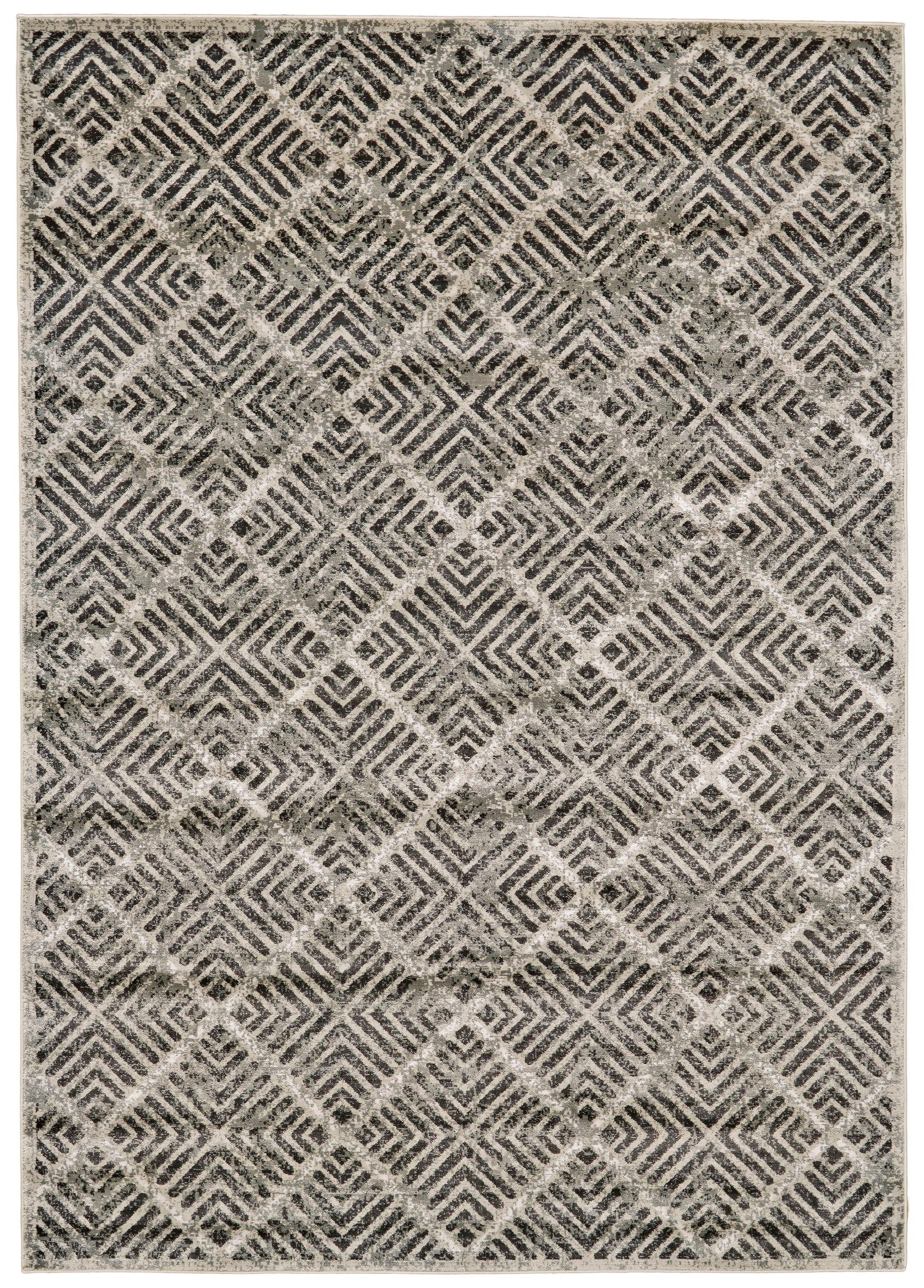 Alessandria Distressed Geometric 5' x 8' Gray Wool-Blend Rug
