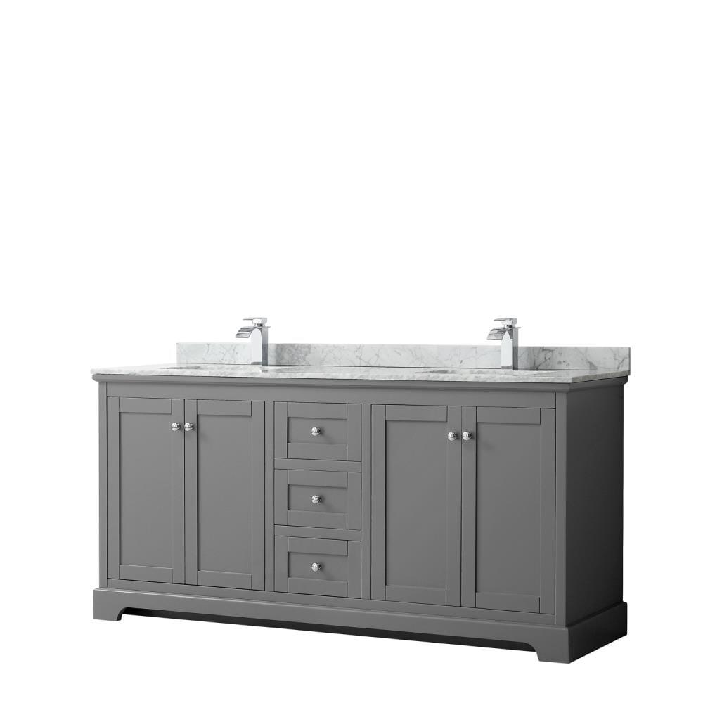 Avery 72" Dark Gray Double Bathroom Vanity with Marble Countertop