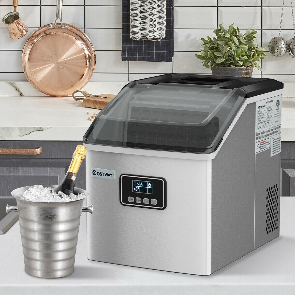 Calorful 48 Lbs Stainless Self-Clean Ice Maker With LCD Display