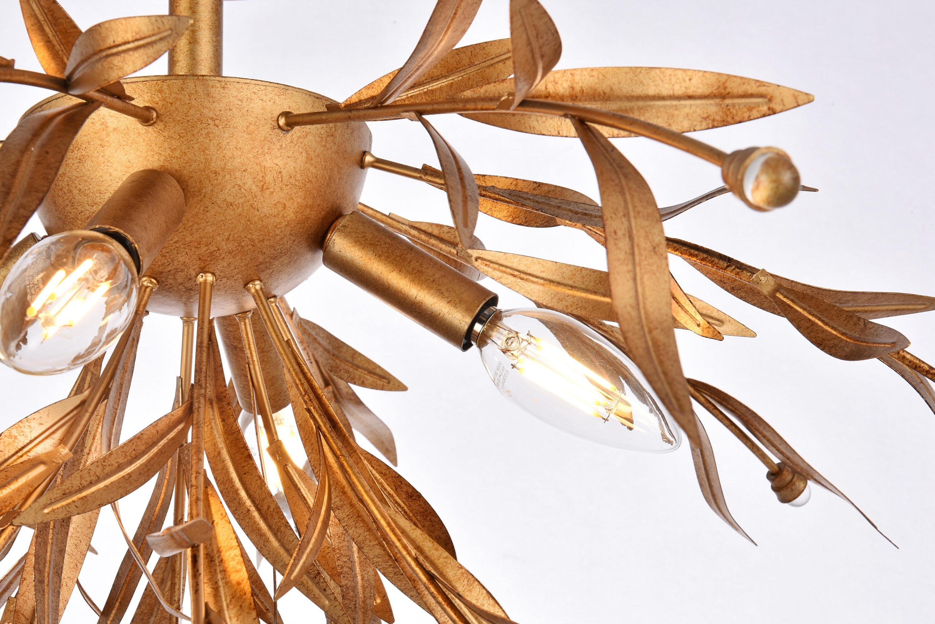 Elegant Lighting Priscilla 18.5 inch flush mount in gold leaf