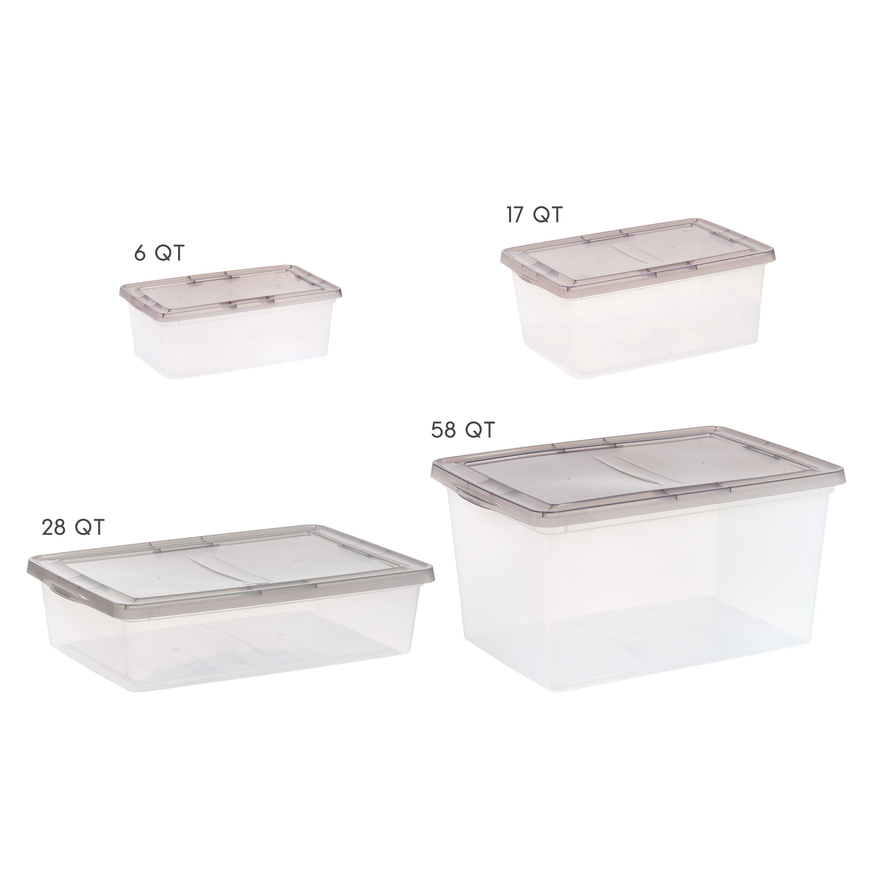 IRIS 17qt 8pk Snap Top Plastic Storage Bin: Stackable, Transparent, Portable, Nesting Utility Totes with Lids