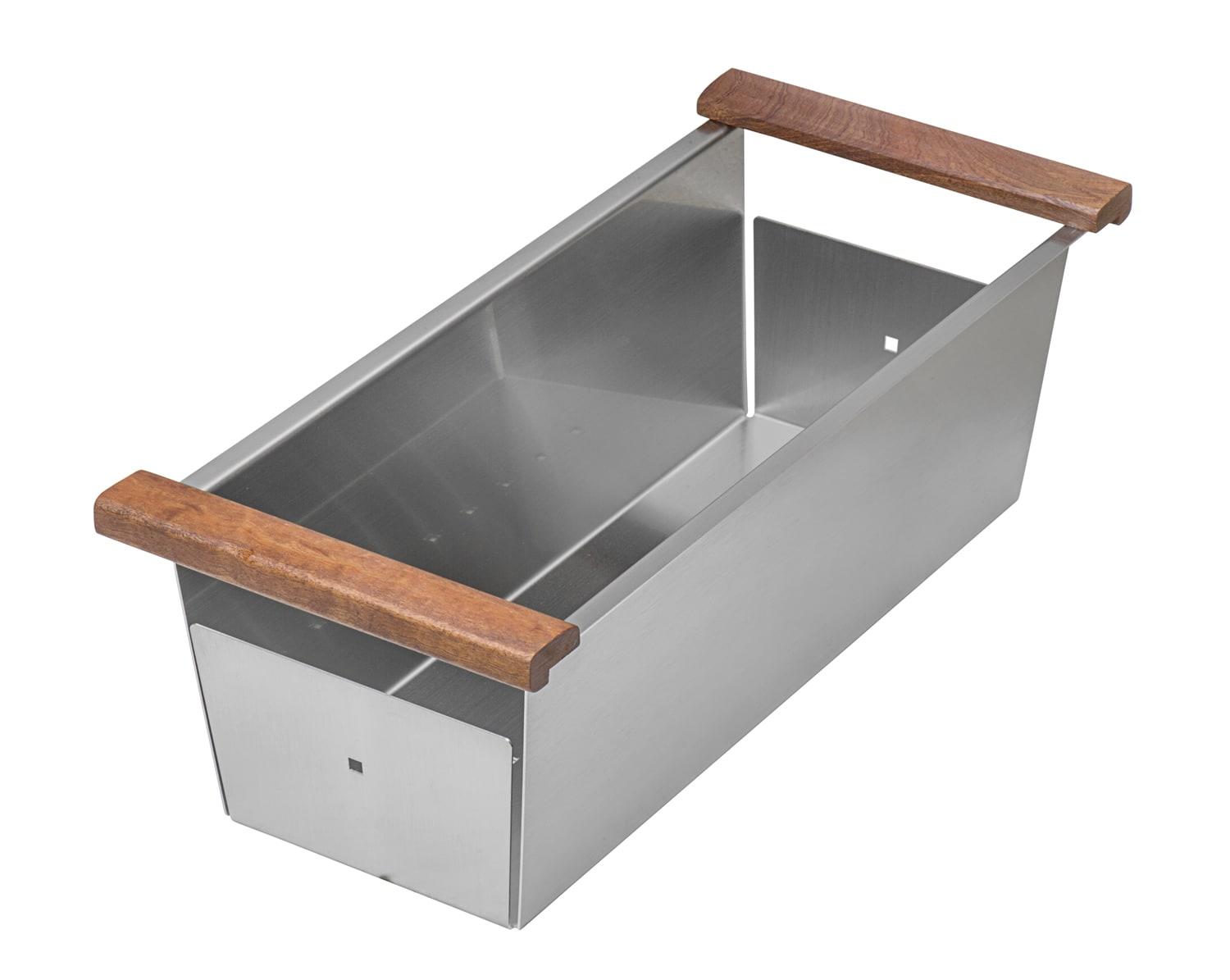 Ruvati Workstation Sink Replacement Colander Stainless Steel with Wooden Handles