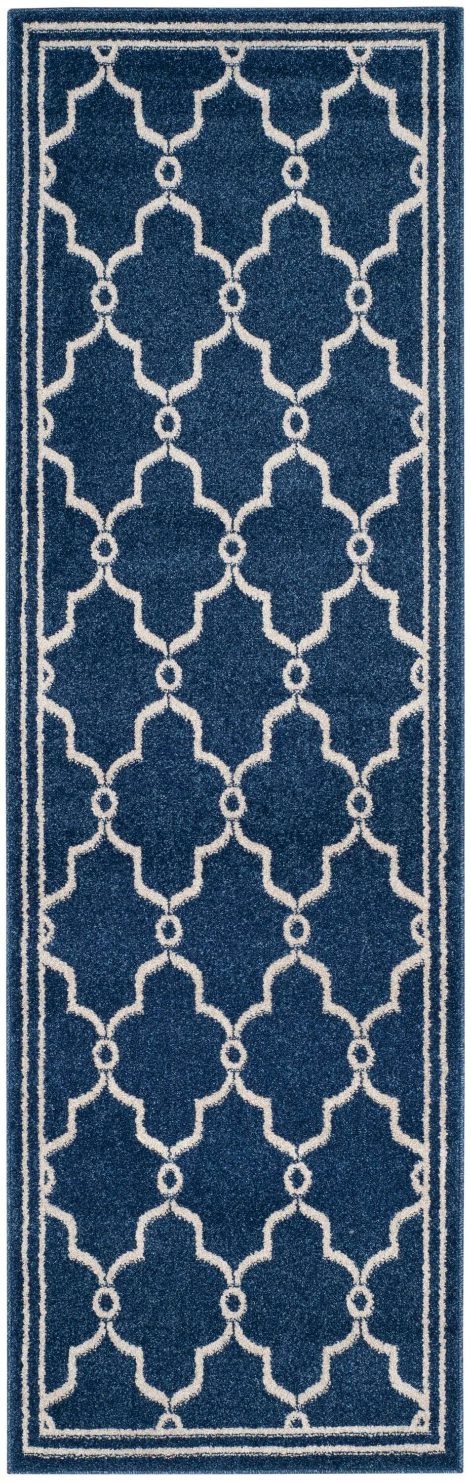 Amherst AMT414 Power Loomed Indoor Runner Rug - Navy/Beige - 2'3"x9' - Safavieh