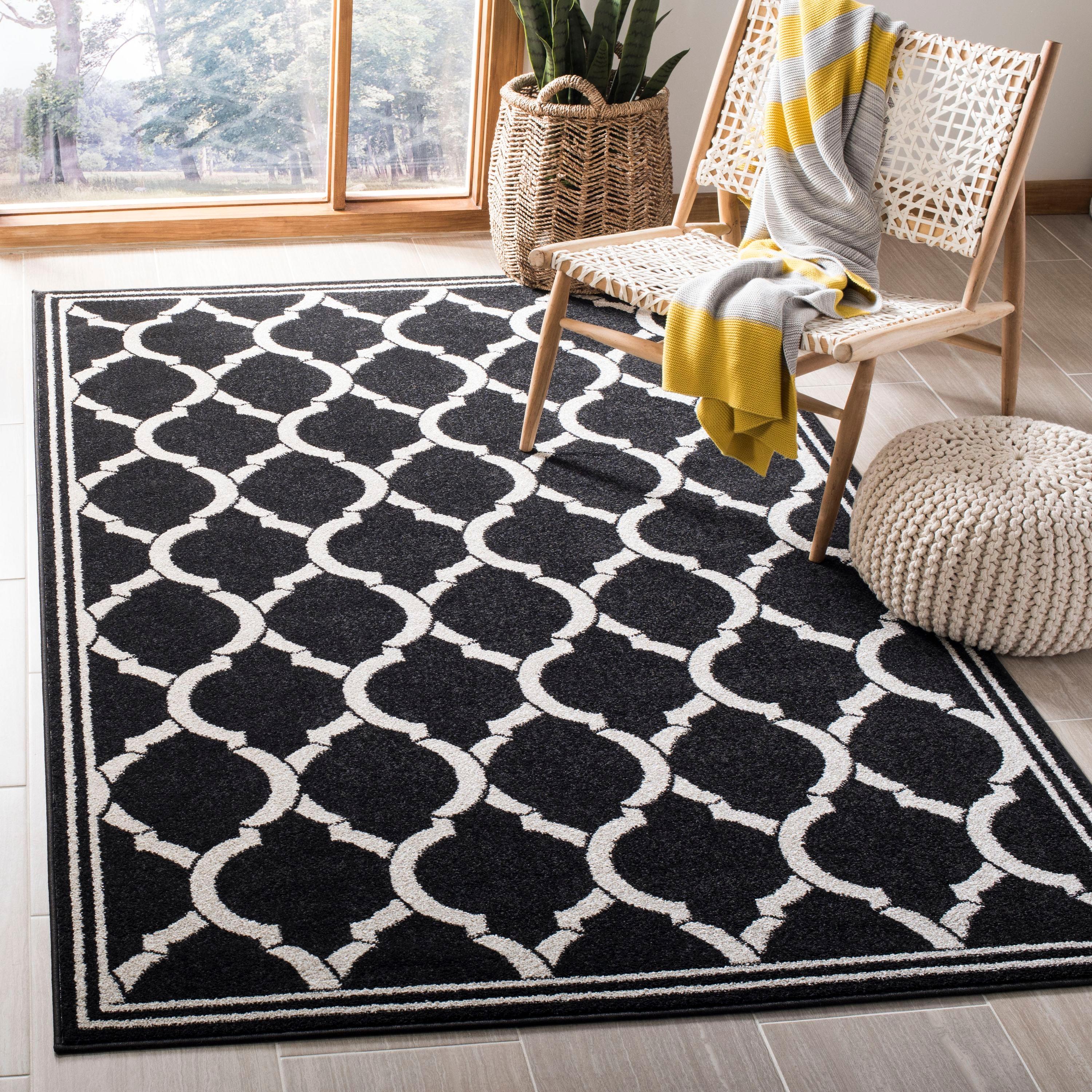 Amherst AMT415 Power Loomed Indoor Area Rug - Anthracite/Ivory - 9'x12' - Safavieh