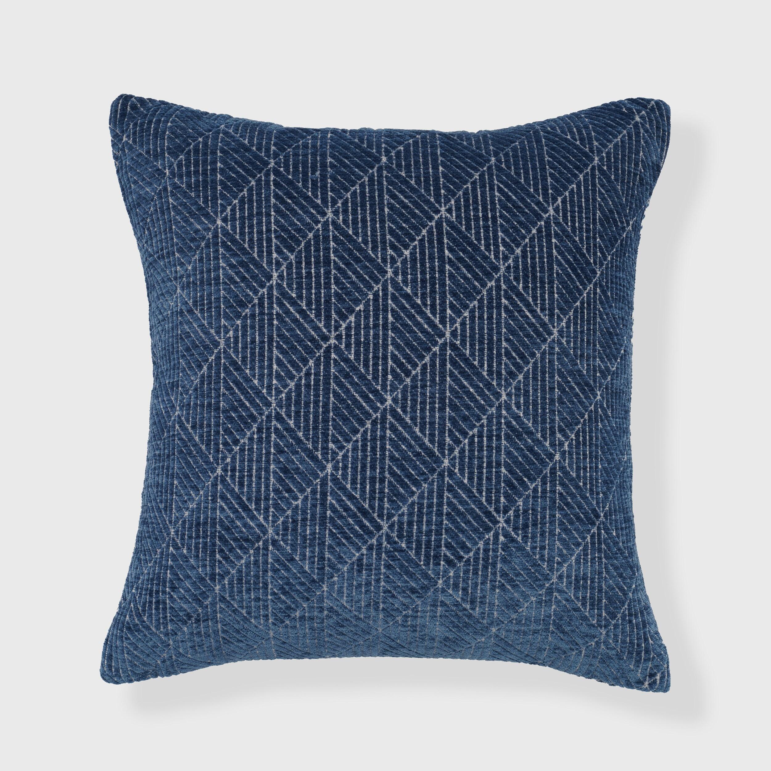 18"x18" Geometric Chenille Woven Jacquard Reversible Square Throw Pillow Blue - freshmint: EVERGRACE, Decorative Accent, Indoor Use