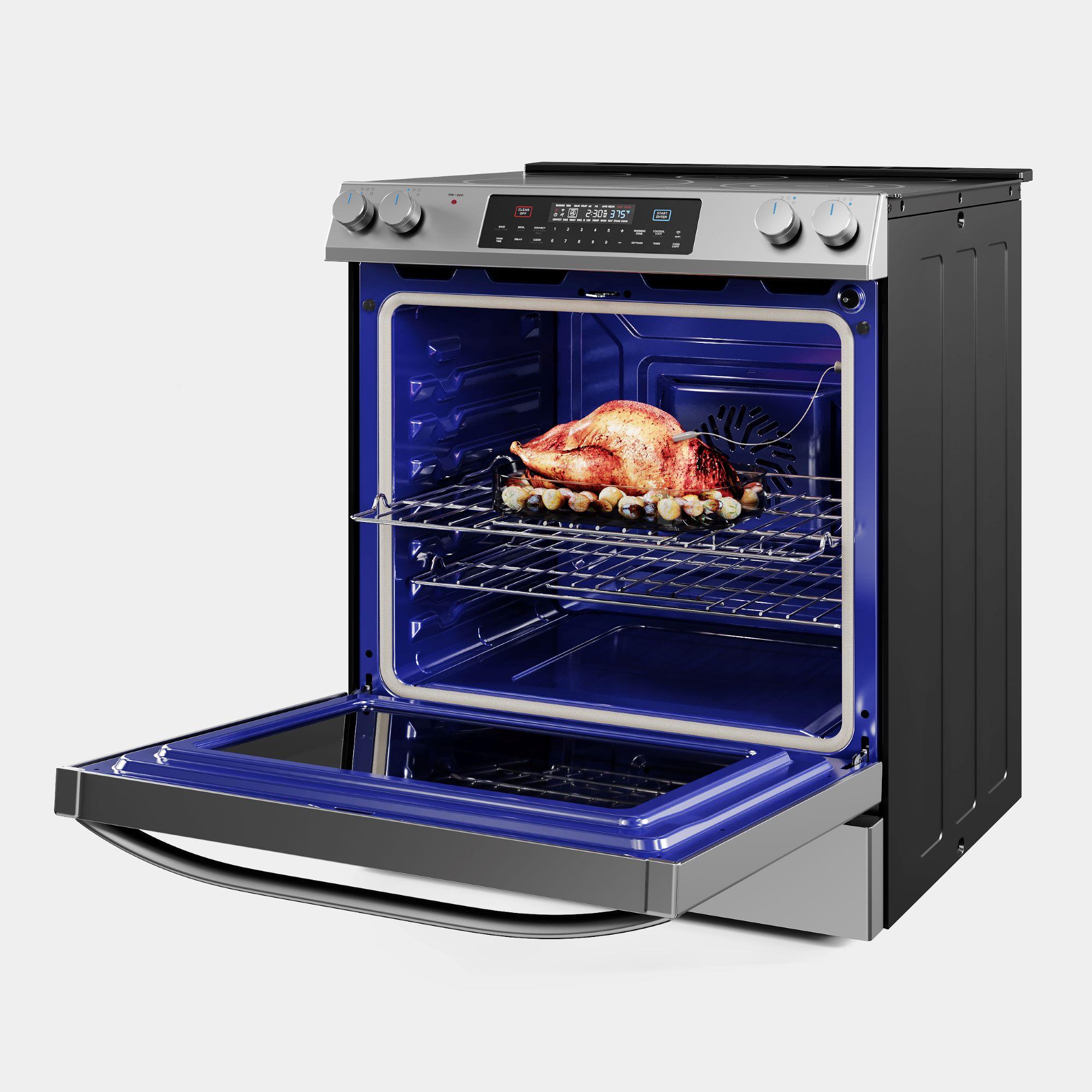 Midea 30-In Slide-In Electric Range with Wi-Fi Connectivity and Fan Convection, Stainless Steel,  MES30S2AST