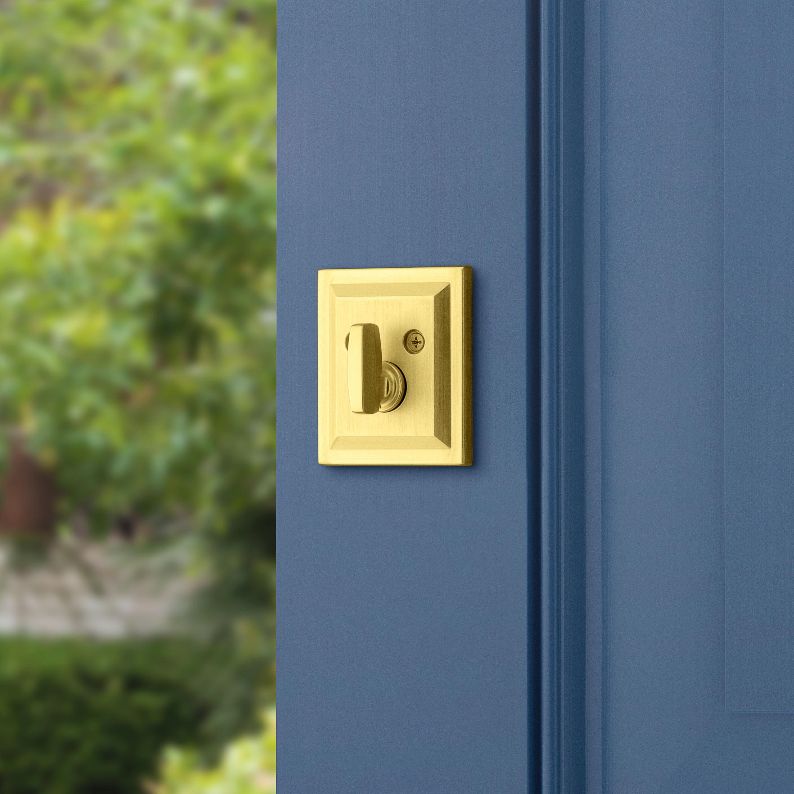 Baldwin Spyglass, Single Cylinder Front Door Deadbolt Featuring SmartKey Re-key Technology and Microban Protection, in Satin Brass