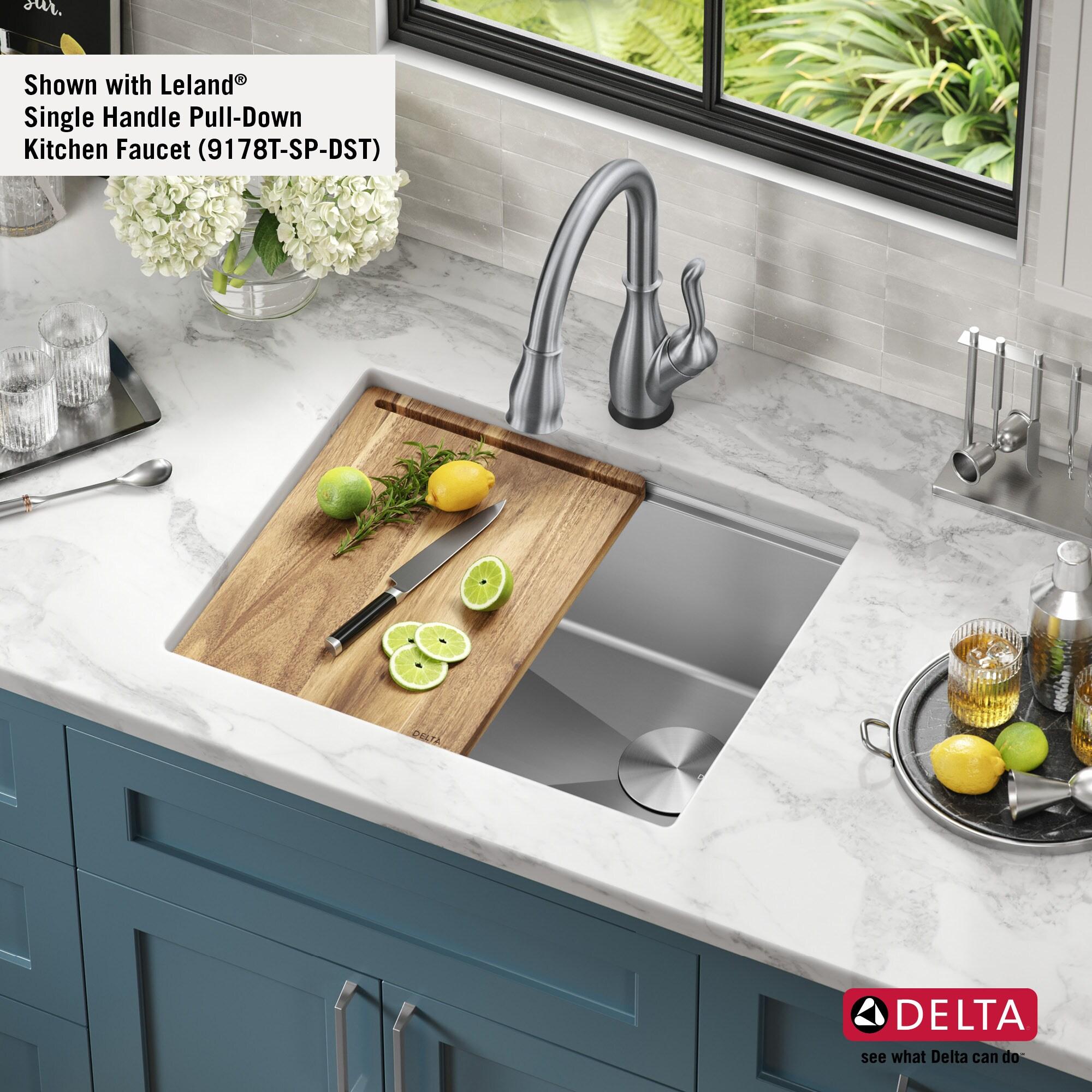 Delta Lorelai™ 23" L Workstation Kitchen Sink Undermount 16 Gauge Stainless Steel Single Bowl with WorkFlow™ Ledge