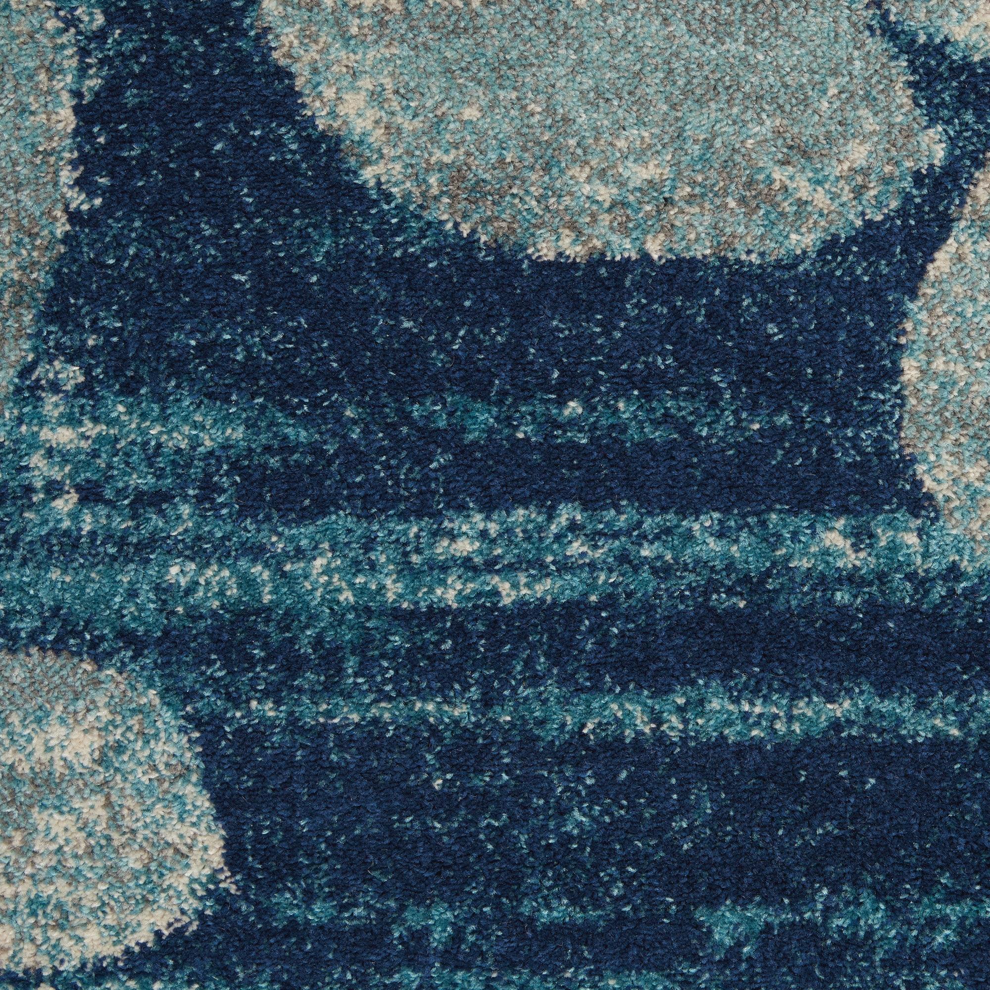 Nourison Tranquil 6' X 9' Navy/Light Blue Area Rug Distressed Farmhouse Botanical by Nourison