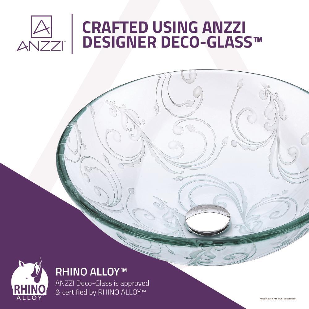 ANZZI Vieno 16.5'' Clear Tempered Glass Circular Bathroom Sink