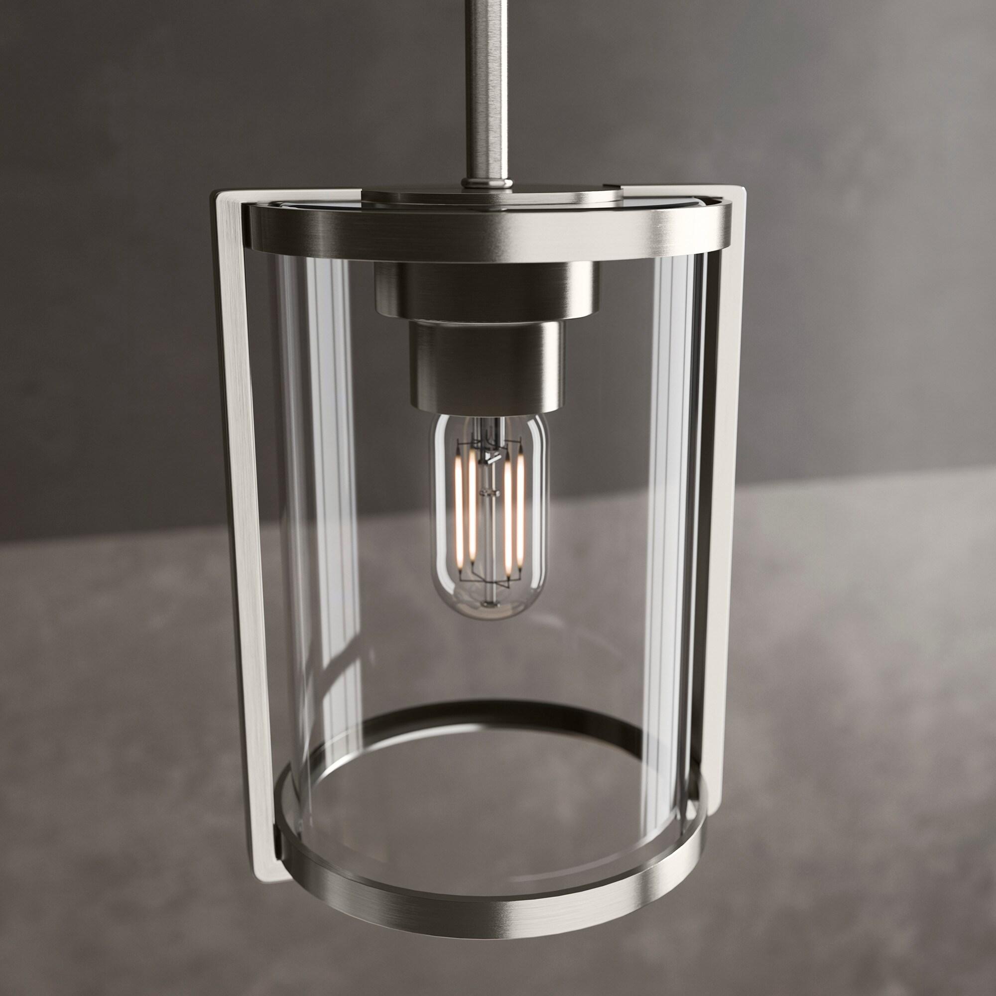 Astwood Clear Glass Mini Pendant Ceiling Light Fixture Silver - Hunter Fan: UL Listed, Adjustable Height