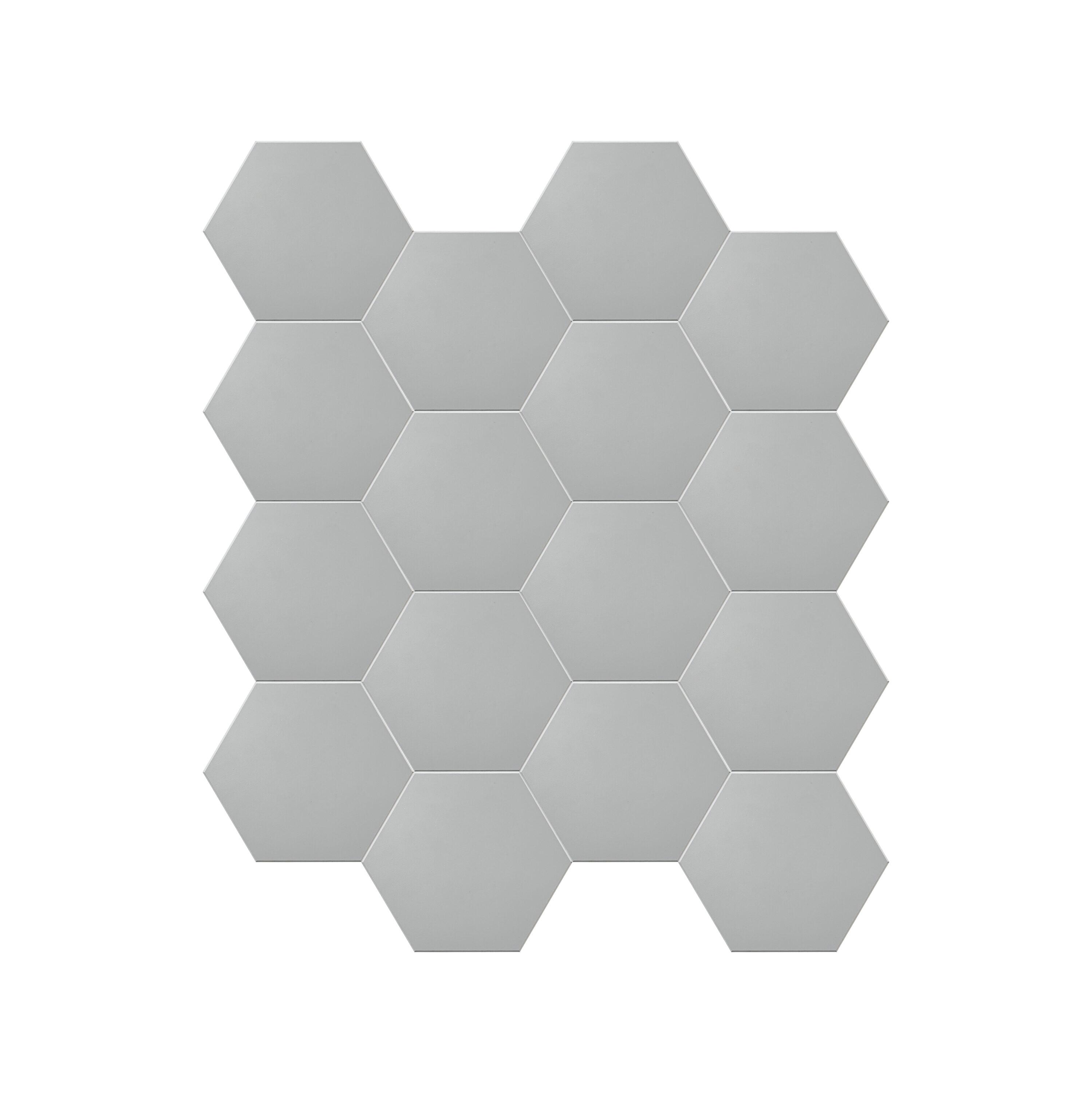 Gray Resin Hexagon Peel and Stick Wall Tiles