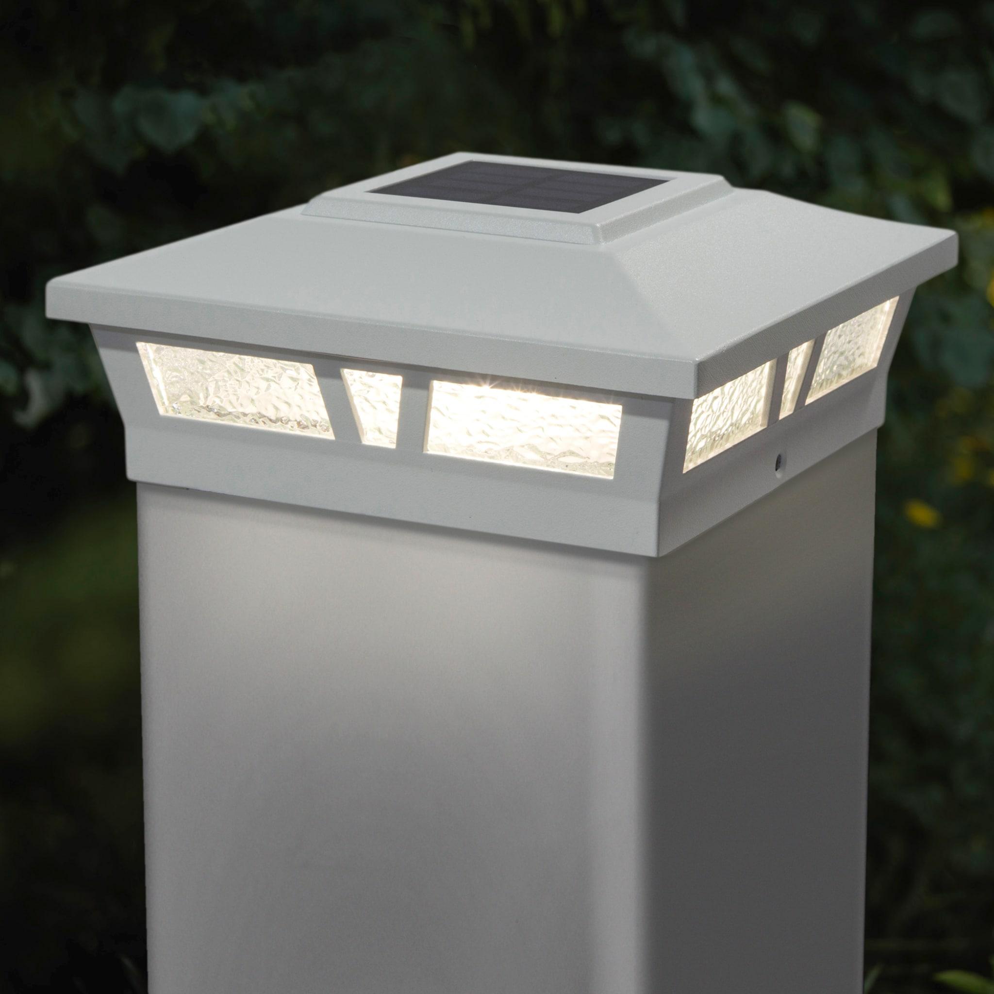 Classy Caps Oxford Solar Powered Integrated LED Aluminium Fence Post Cap Light 6 in. x 6 in. with Base Adapter Included