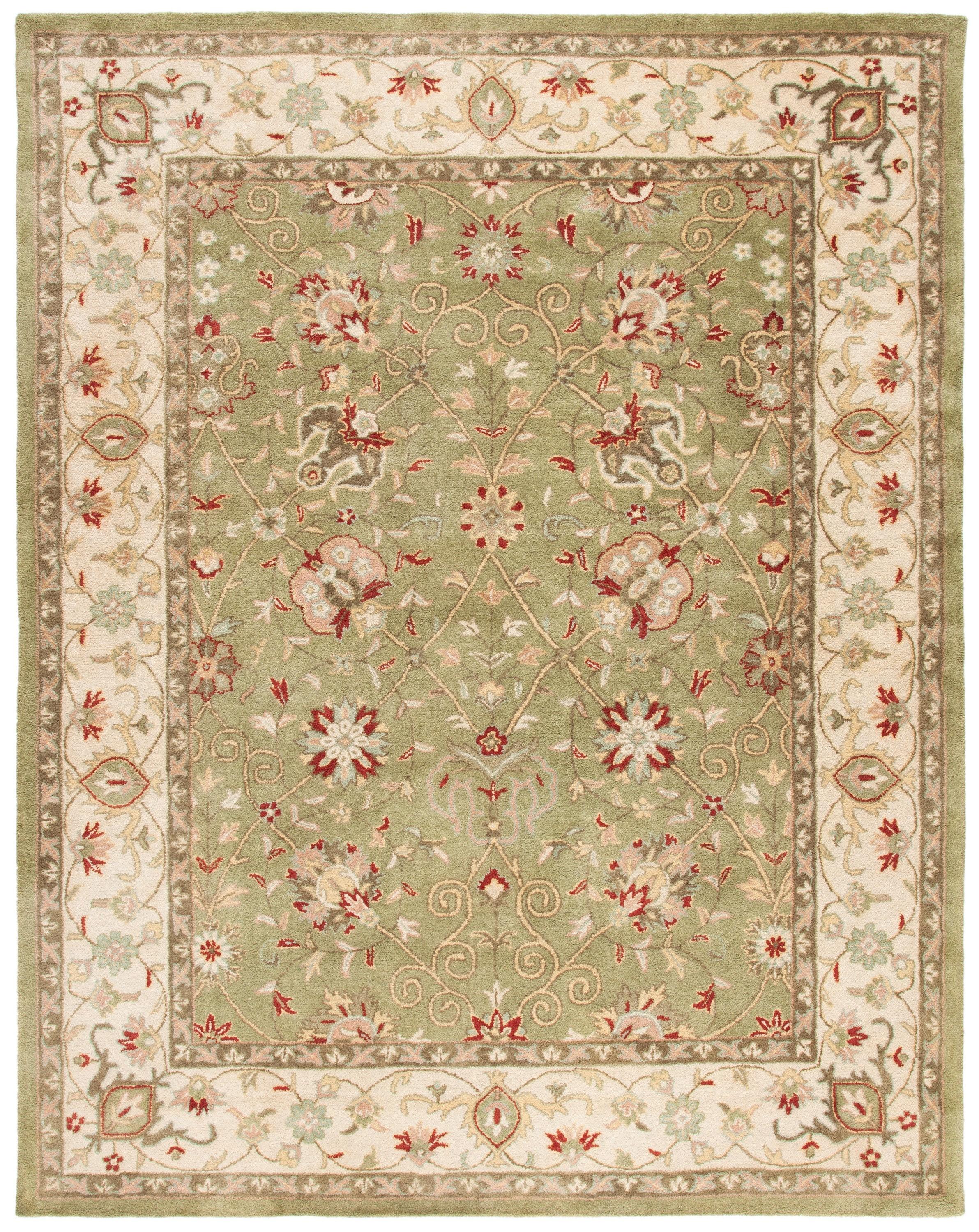 SAFAVIEH Antiquity Lilibeth Traditional Floral Wool Area Rug, Sage, 8'3" x 11'