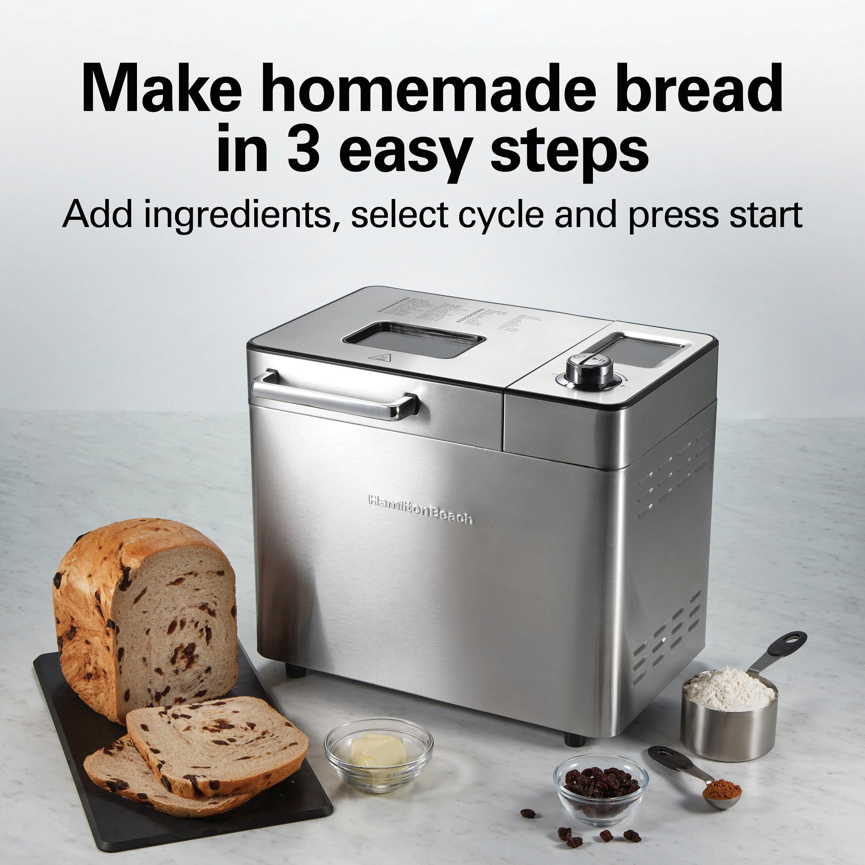 Hamilton Beach Premium Bread Make Machiner, Auto Fruit and Nut Dispenser, 21 Settings, Stainless Steel
