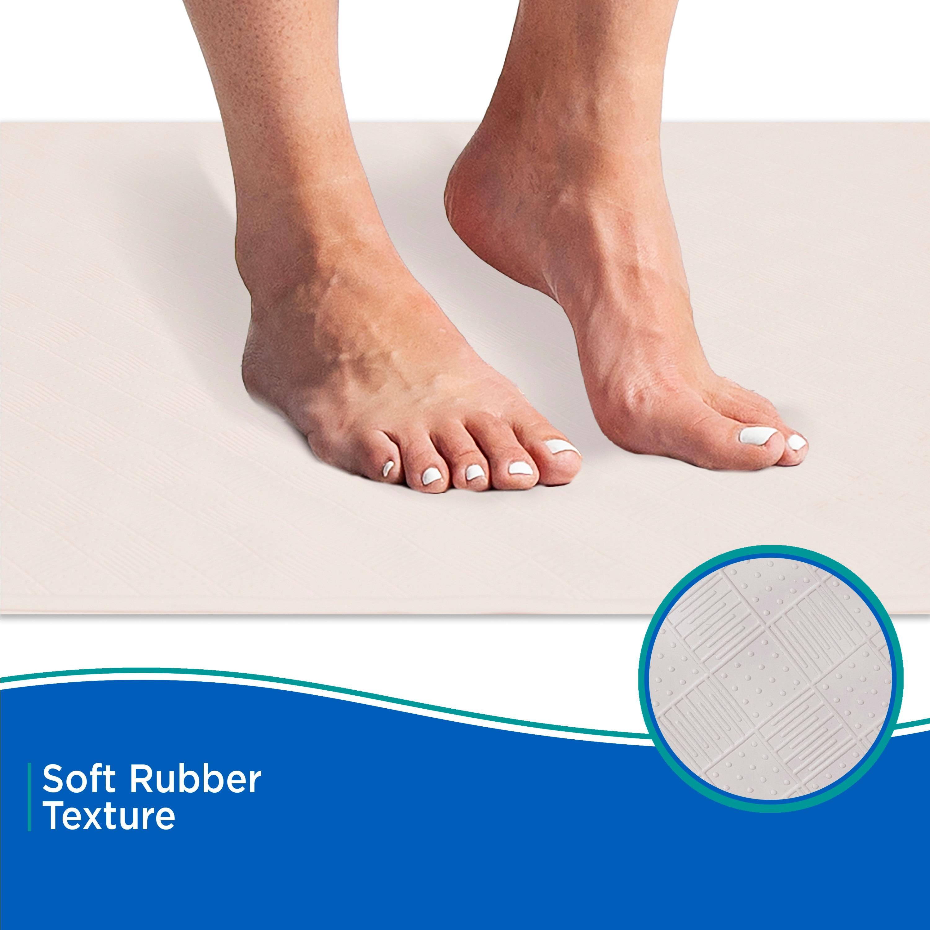 Kenney® Inside the Shower Textured Rubber Bath Mat with Suction Cups, 27.5" L x 15.5" W, Off White
