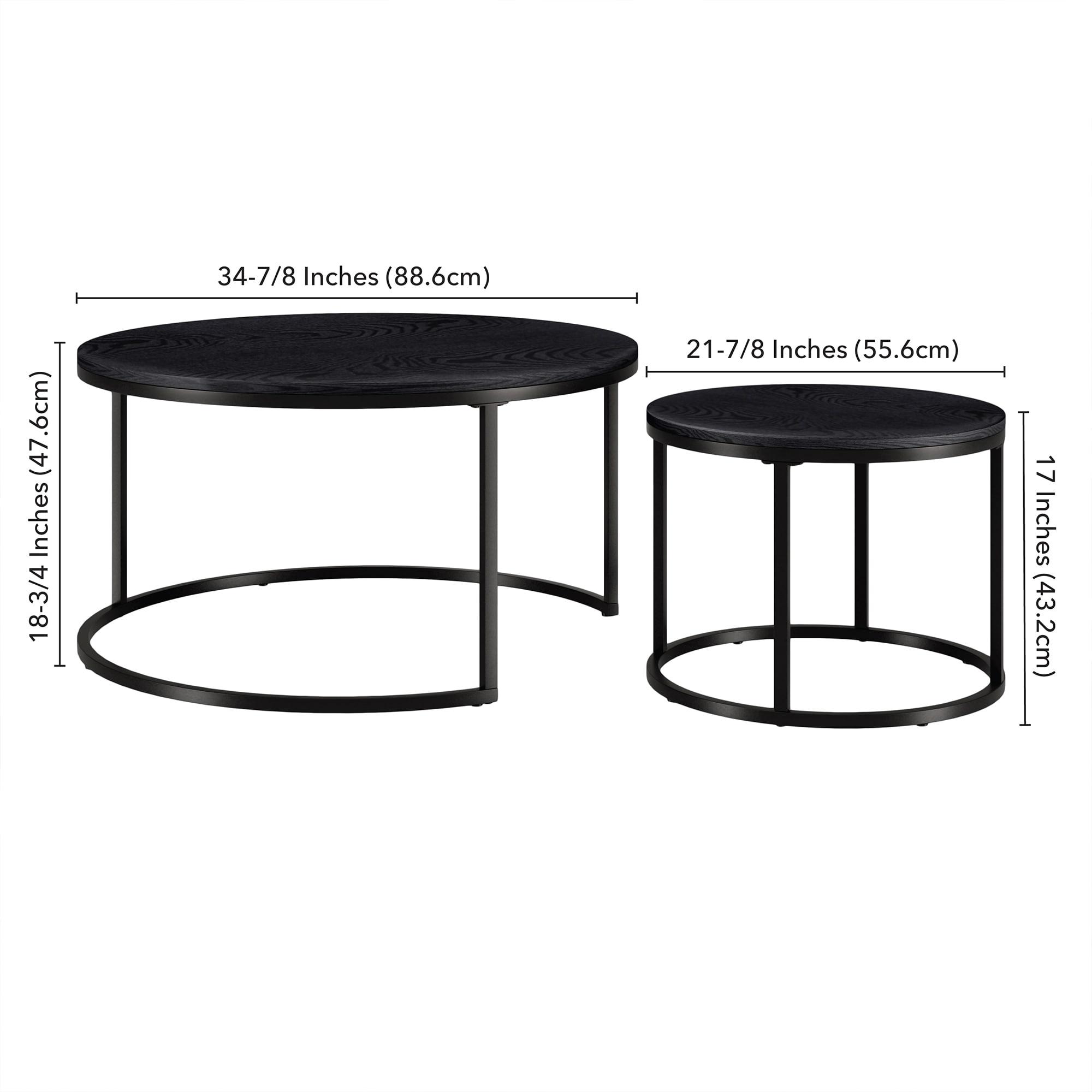 Henn&Hart 35" Black Nested Coffee Tables