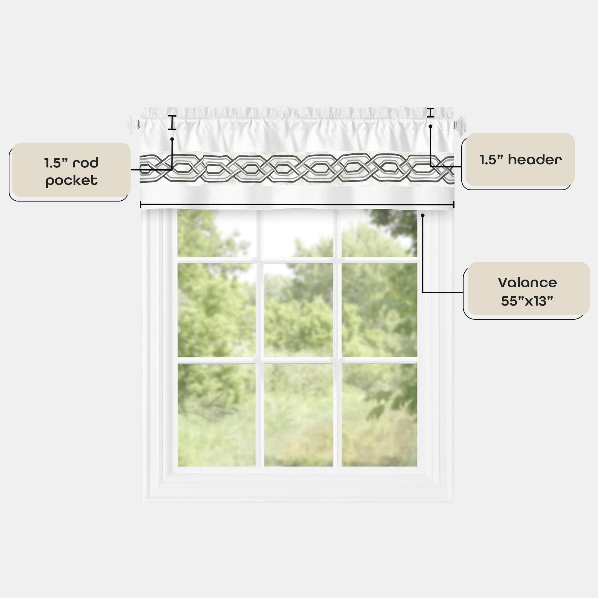 Achim Paige Rod Pocket Light Filtering Curtain Valance, White, 55" x 13"