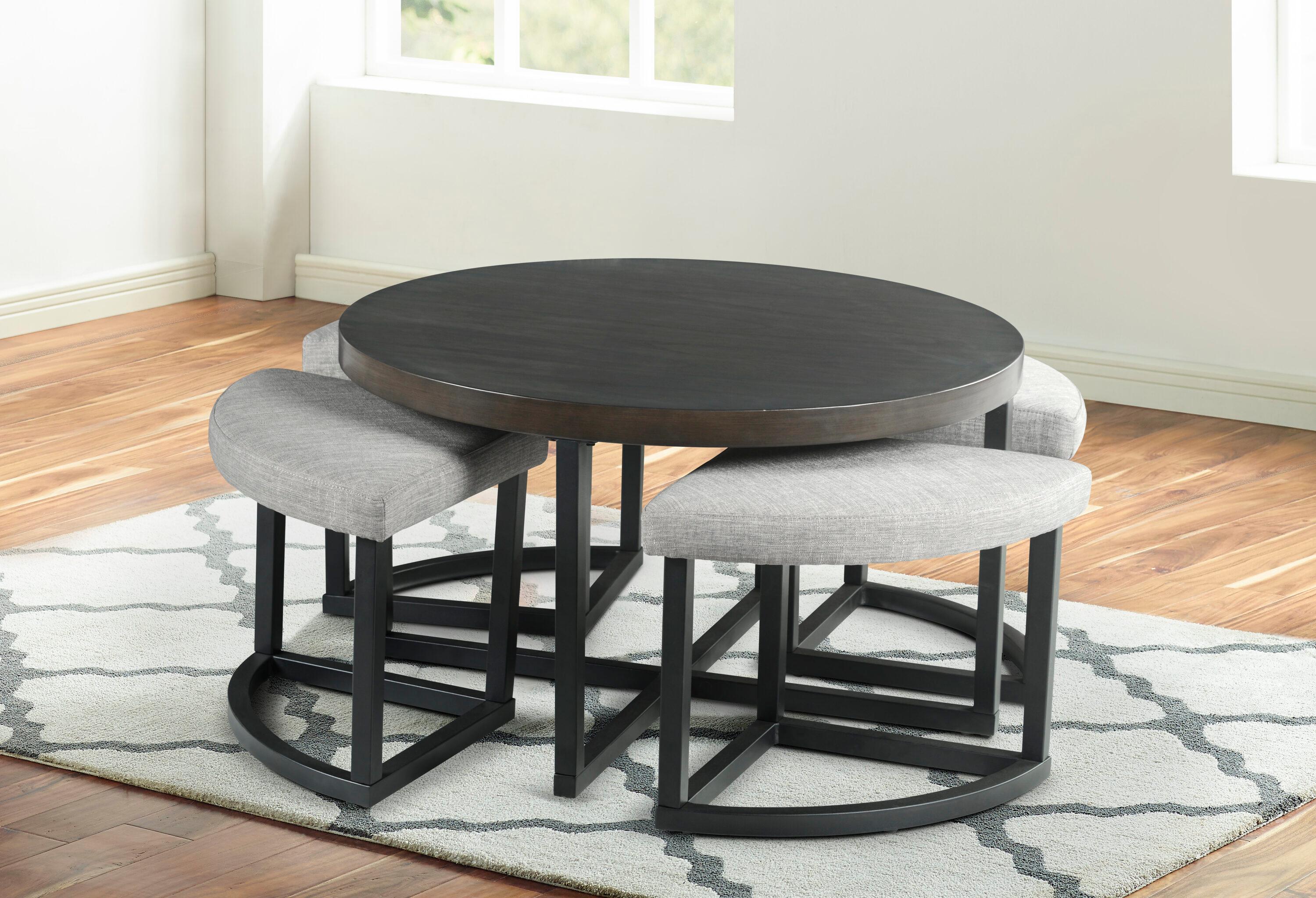 17 Stories Stannos 36" Round Coffee Table with 4 Stools