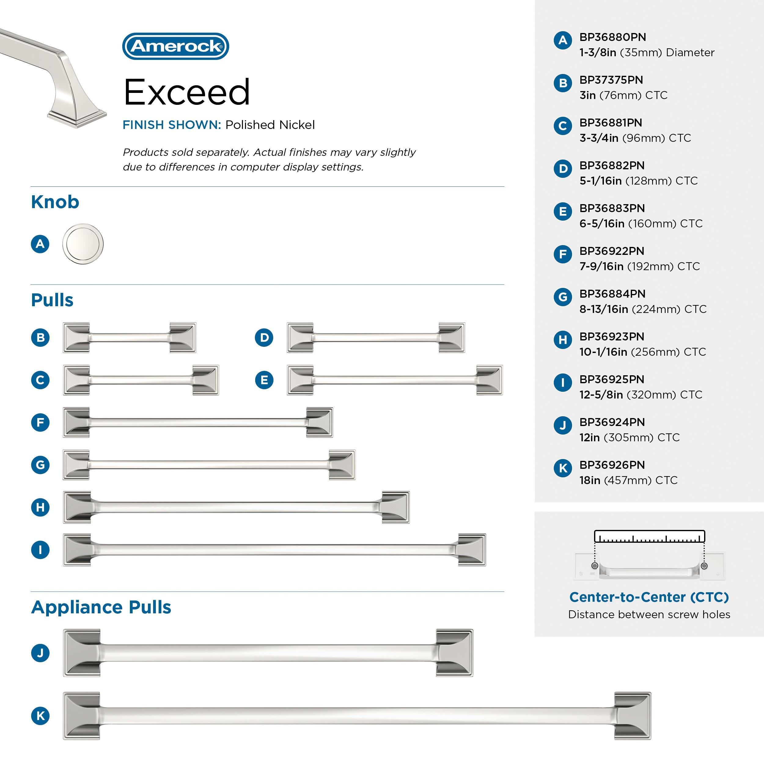 Amerock Exceed 18 inch (457mm) Center-to-Center Polished Nickel Appliance Pull