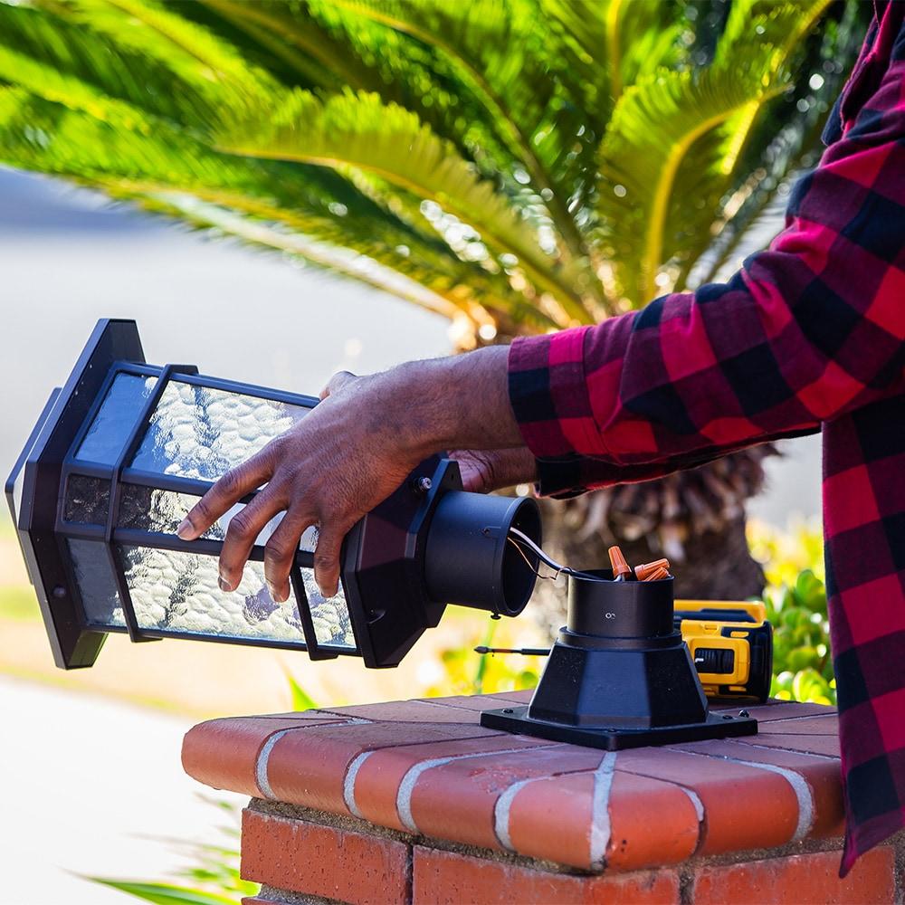 KODA Williams 18.6-in Black Craftsman Outdoor Pier mount with Dusk-to Dawn Sensor Photocell Sensor