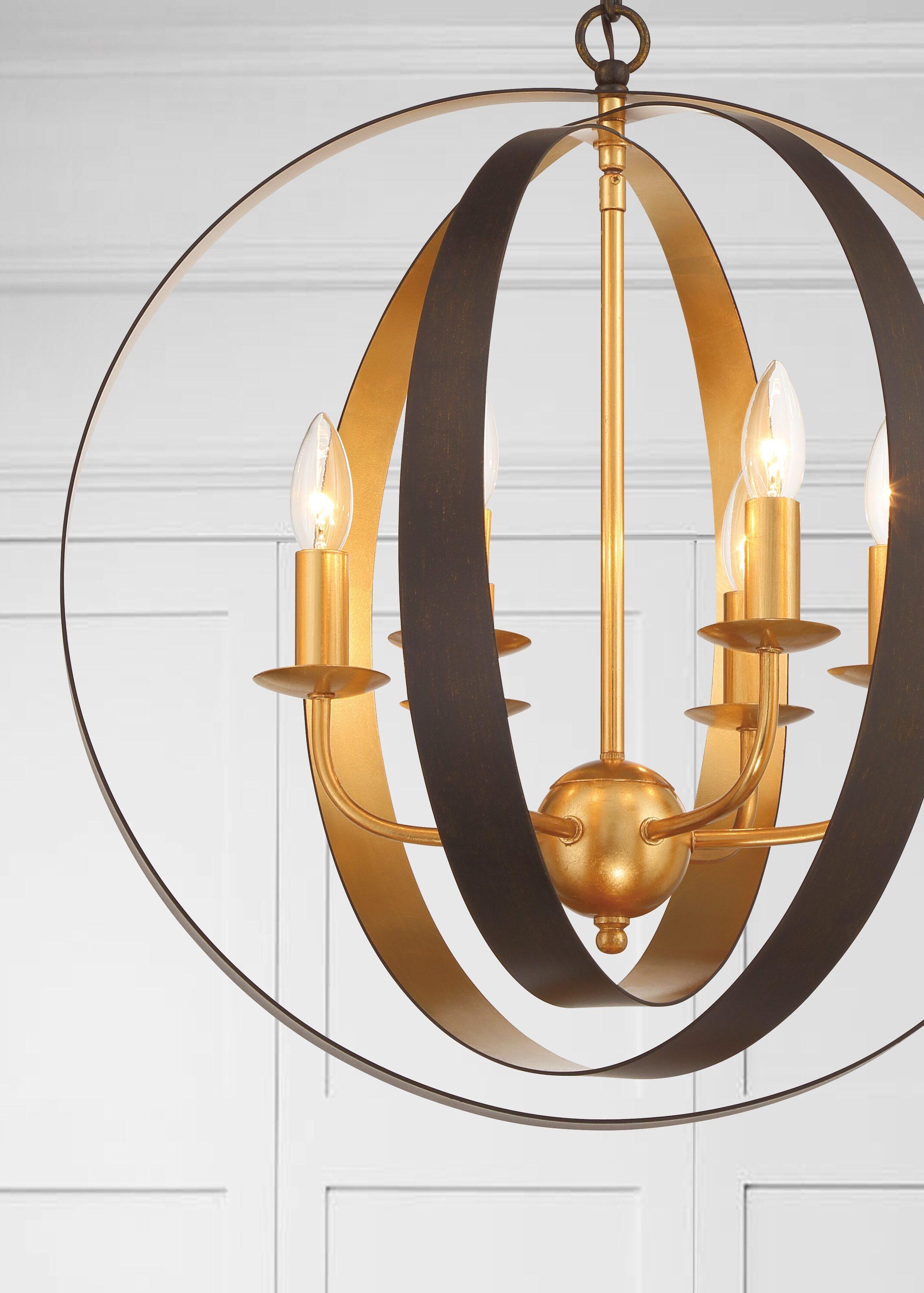 Luna English Bronze & Antique Gold 6-Light Crystal Chandelier