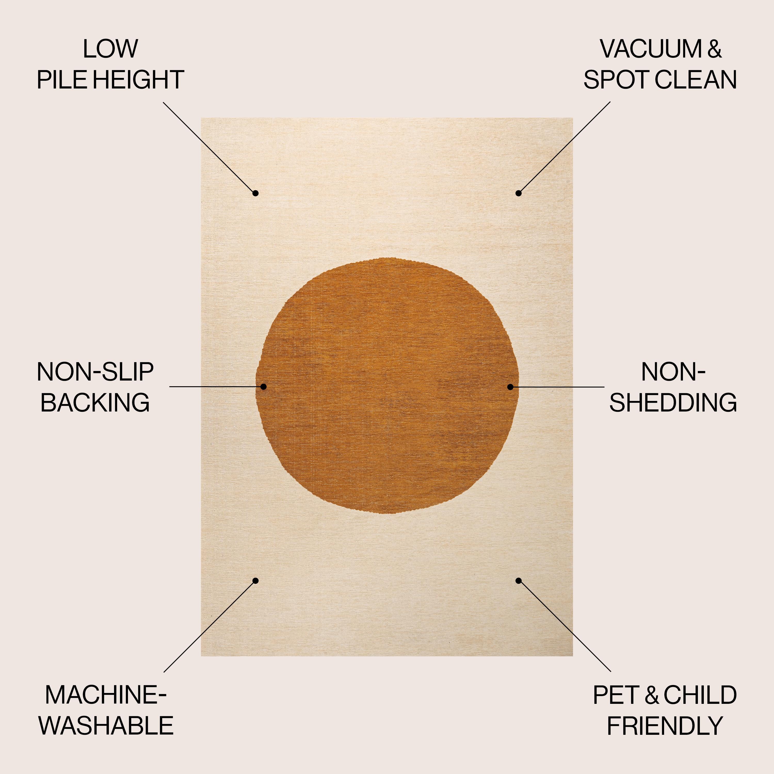 9' x 12' Cirkel Minimalist Geometric Dot Machine-Washable Area Rug, Cream/Rust - JONATHAN Y