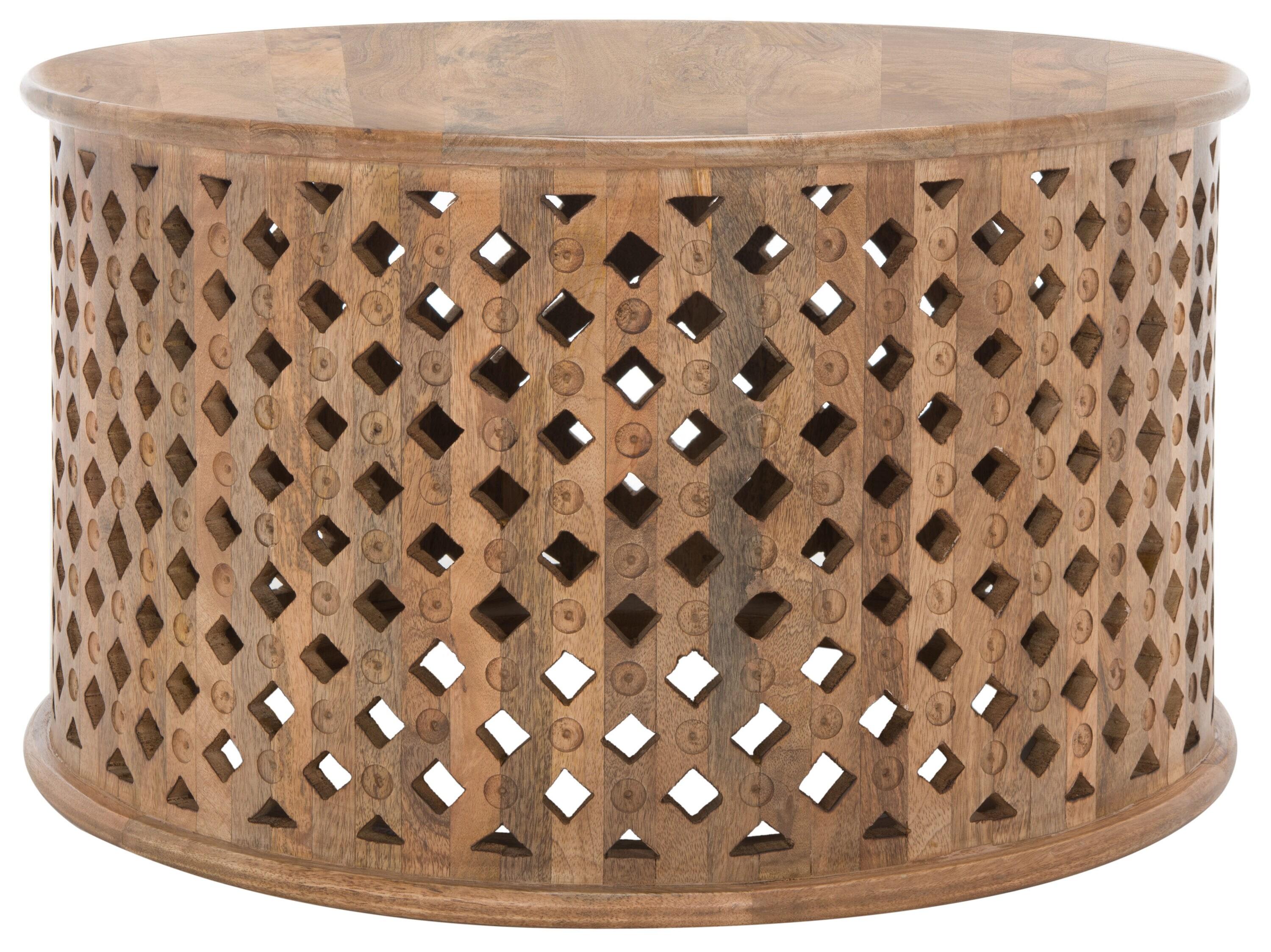 SAFAVIEH Kyrith Rustic Round Coffee Table, Burnt Natural