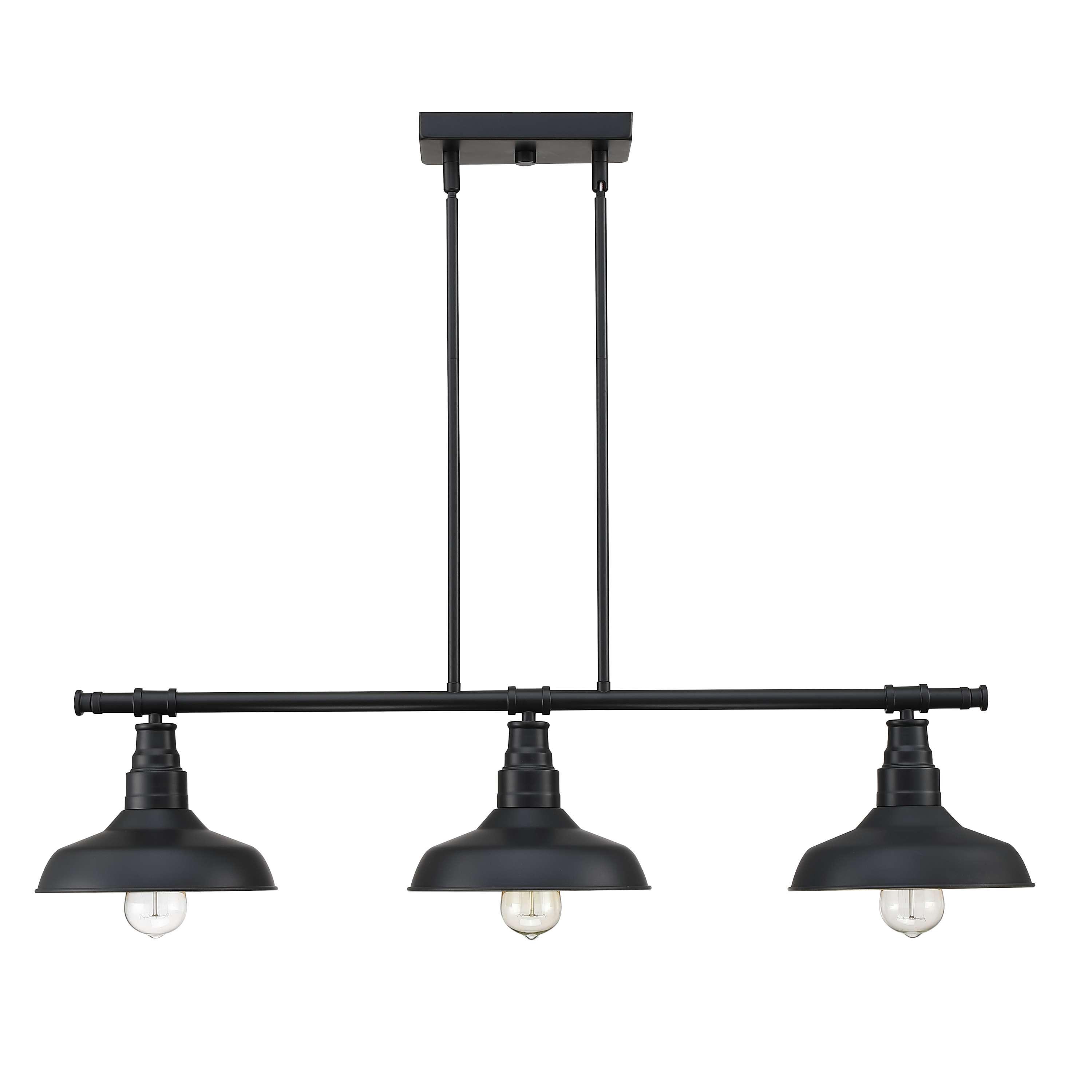 3-Light Matte Black Pendant Lighting for Kitchen Island Industrial Ceiling Mount Light Fixture for Dining Room, Living Room, Dining Table, Bars with Gold Painting Inside Finish