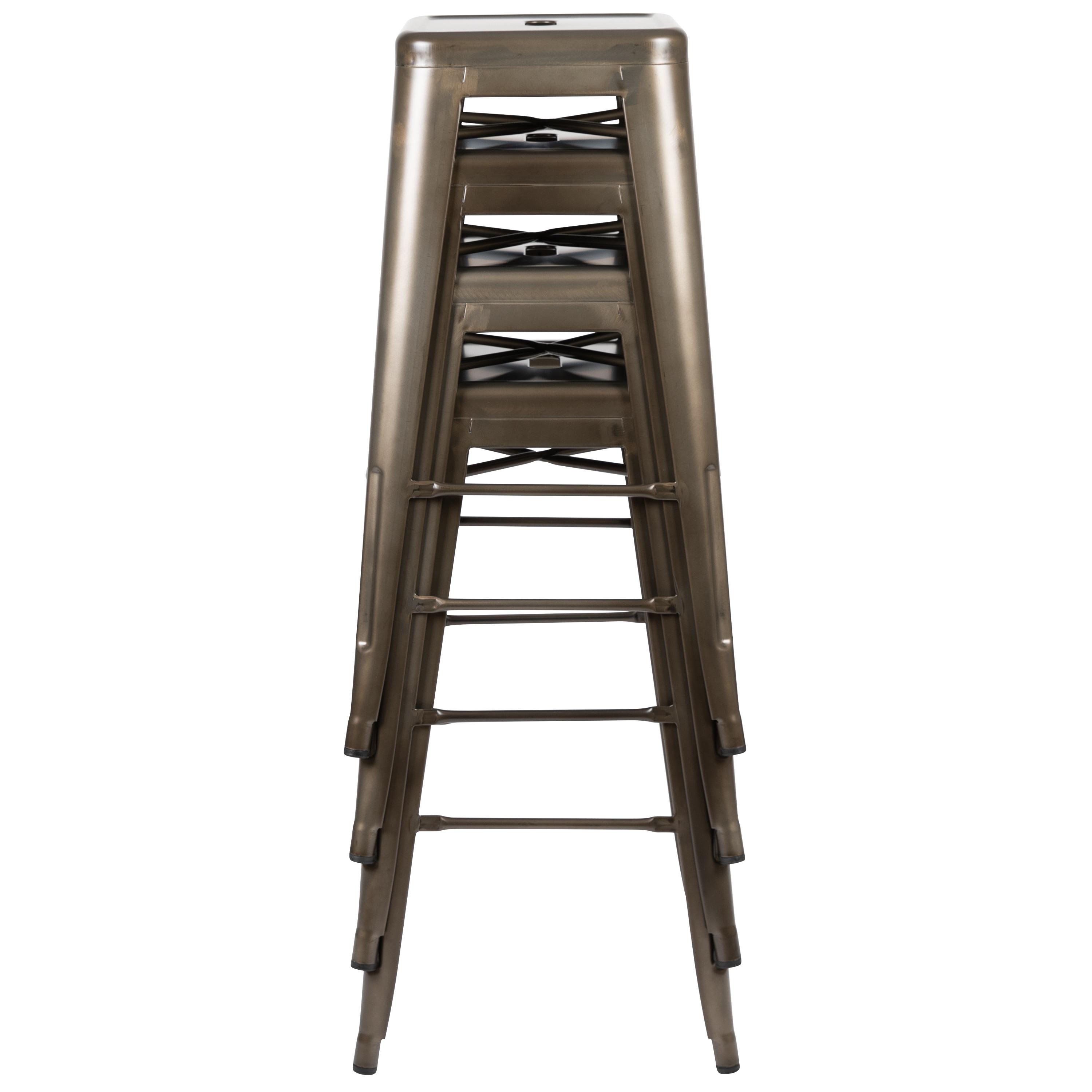 Flash Furniture 30" High Metal Indoor Bar Stool in Gun Metal Gray - Stackable Set of 4