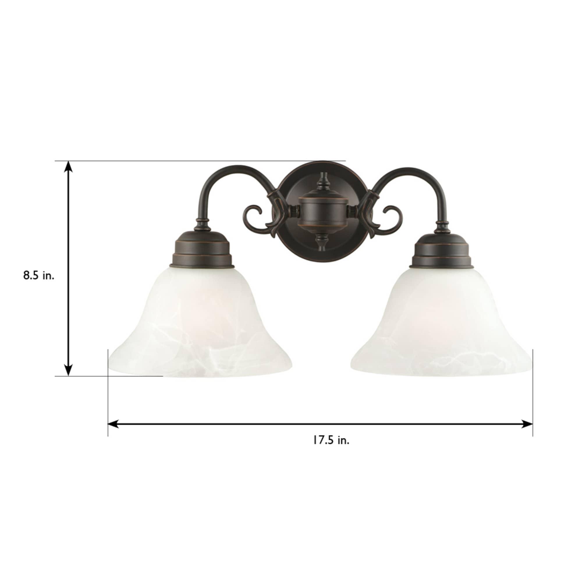 Design House Millbridge 2-Light Dimmable Vanity or Wall Light with Frosted Glass Shades, Oil Rubbed Bronze