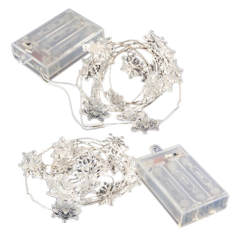 LumaBase Battery Operated LED Fairy String Lights with Snowflakes