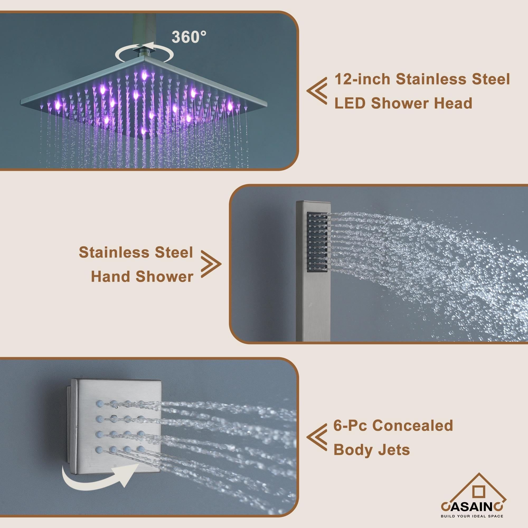 Revitalize 12 Inch Luxury Thermostatic Complete Shower System with Rough-in Valve