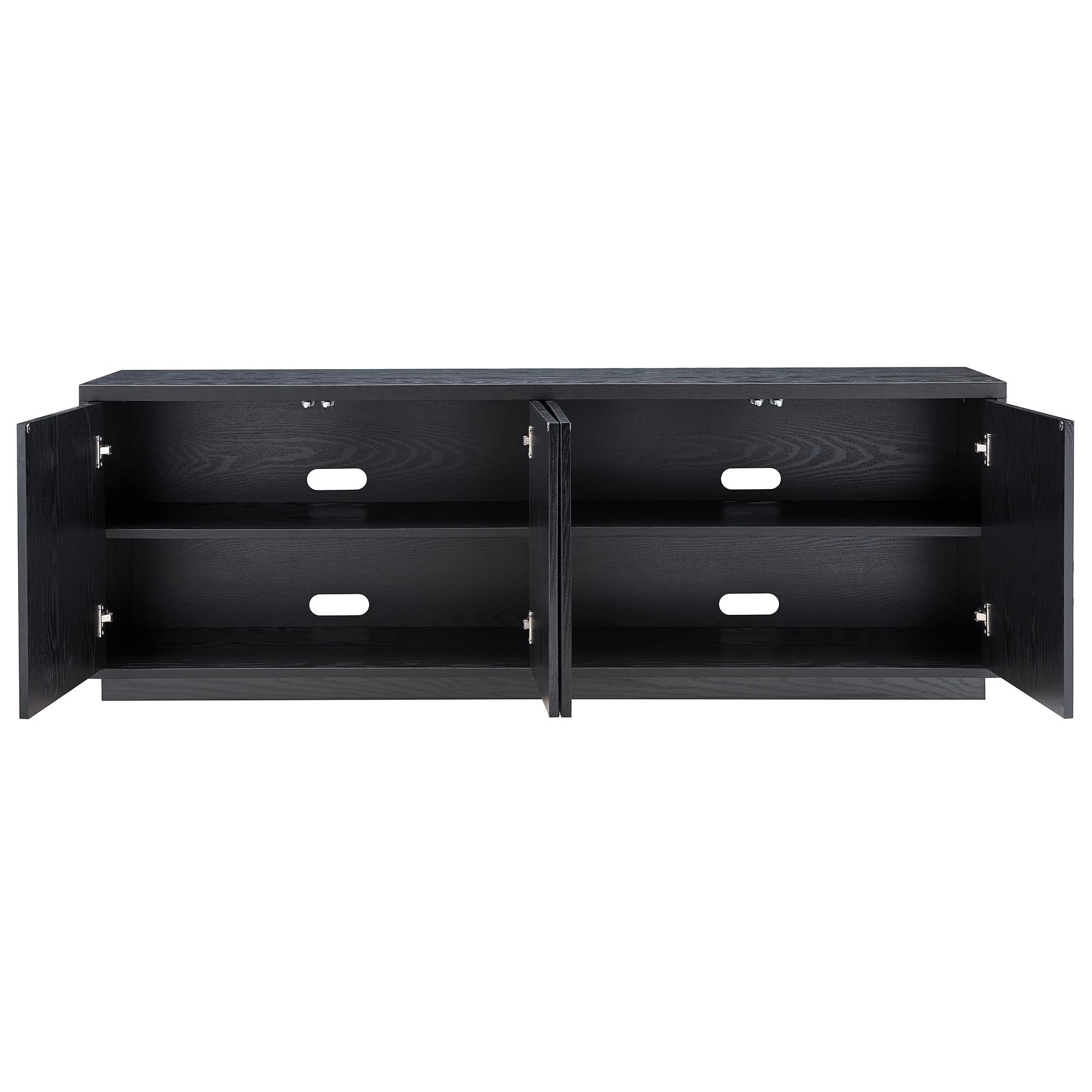 Evelyn&Zoe Hanson Rectangular TV Stand for TV's up to 75", Black Grain