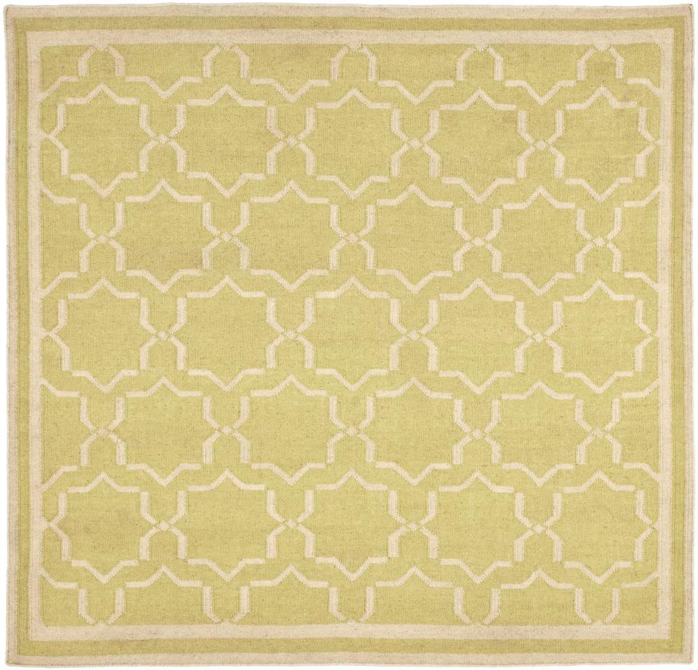 SAFAVIEH Dhurries Myles Geometric Area Rug, Light Green/Ivory, 6' x 6' Square