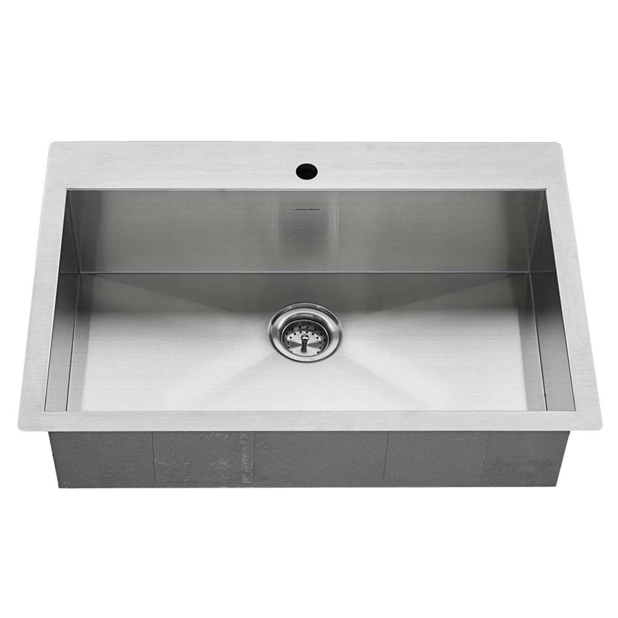 Edgewater 33'' L Drop-In Single Bowl Stainless Steel Kitchen Sink