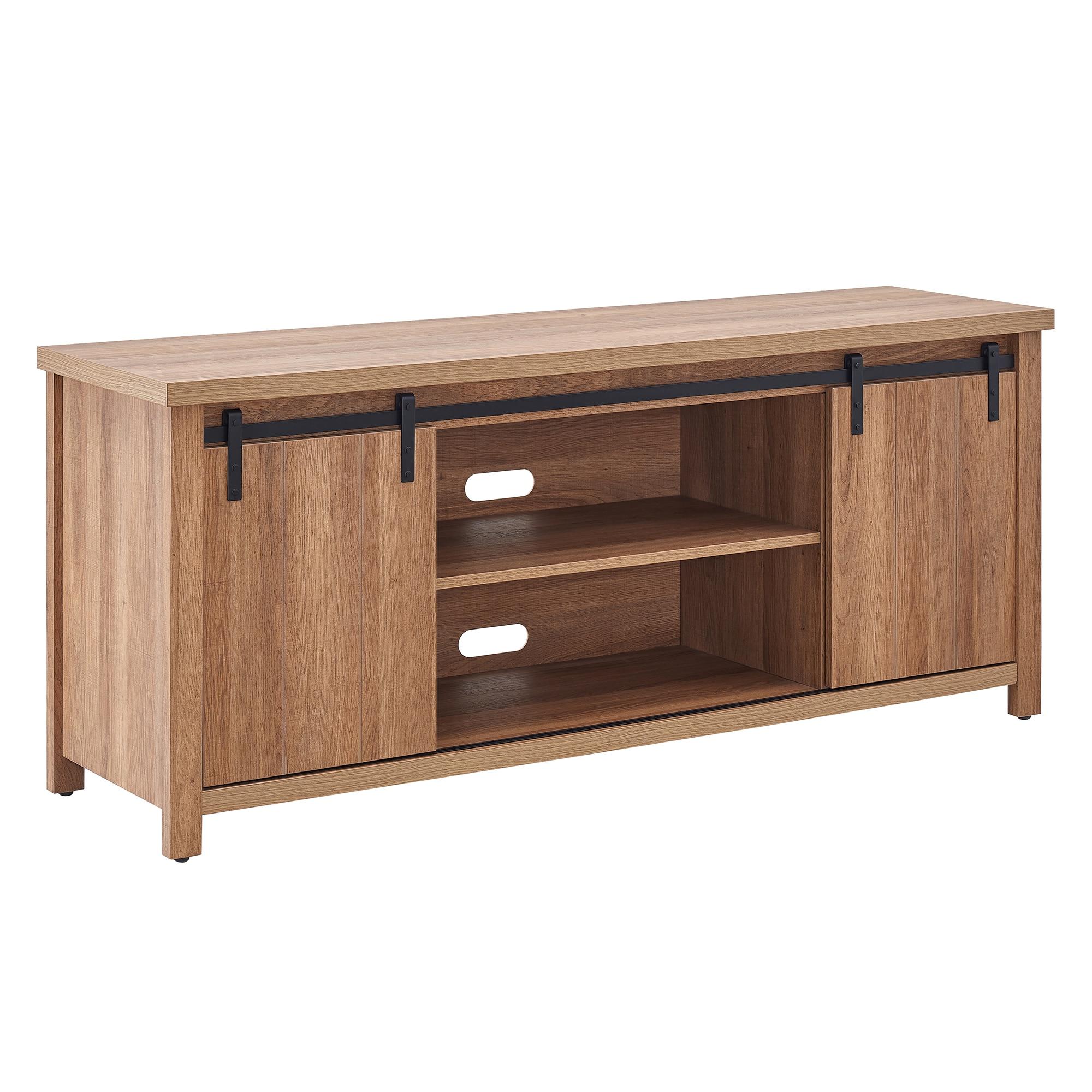 Evelyn&Zoe Deacon Rectangular TV Stand for TV's up to 65", Golden Oak