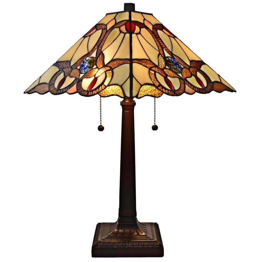 Tiffany Style 23" Stained Glass Table Lamp with Dual Pull Chains