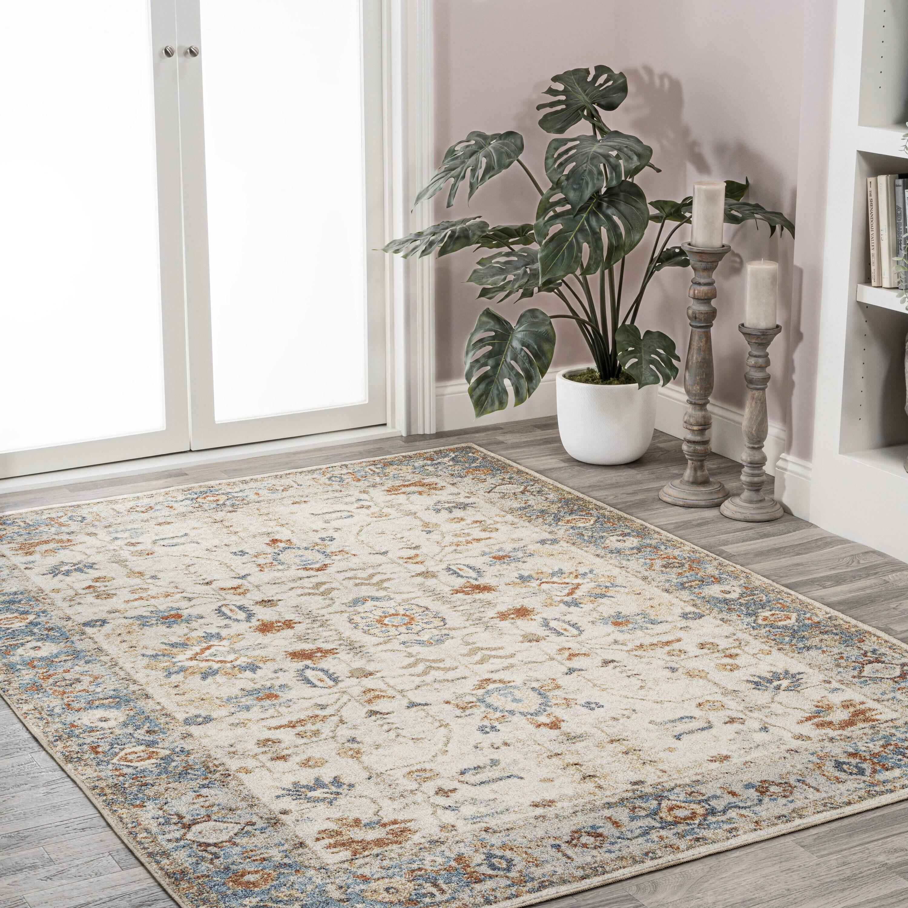 JONATHAN Y Hiero Persian Border Low-Pile Machine-Washable Cream/Terra 5 ft. x 8 ft. Area Rug