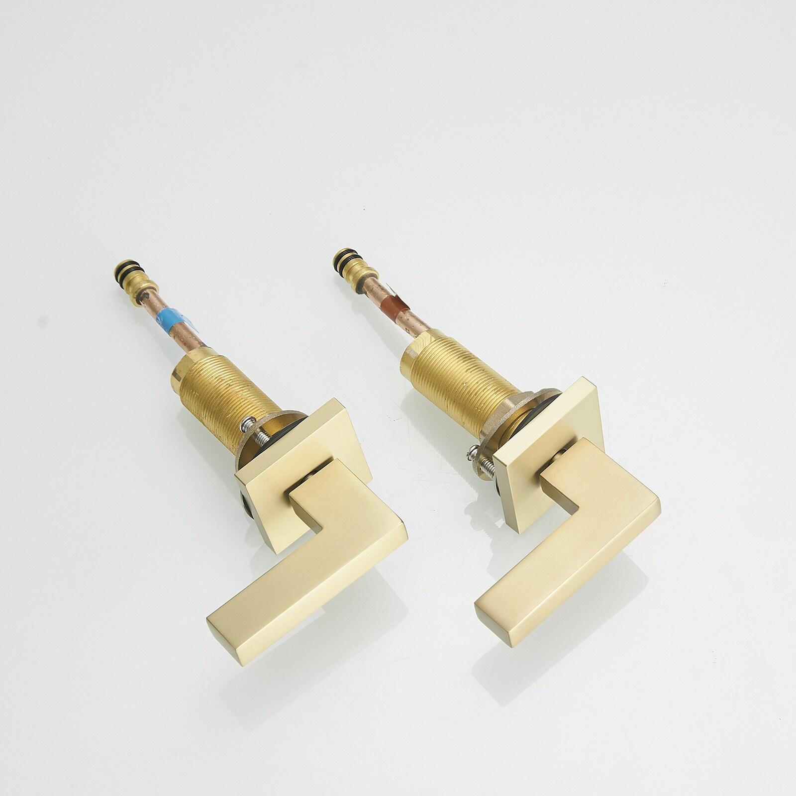 BWE Widespread Bathroom Faucet 3 Hole Brushed Gold with Supply Hose Bathroom Faucets for Sink 2-Handle 3 Pieces 8 Inch Basin Lavatory Mixer Tap Lead-Free