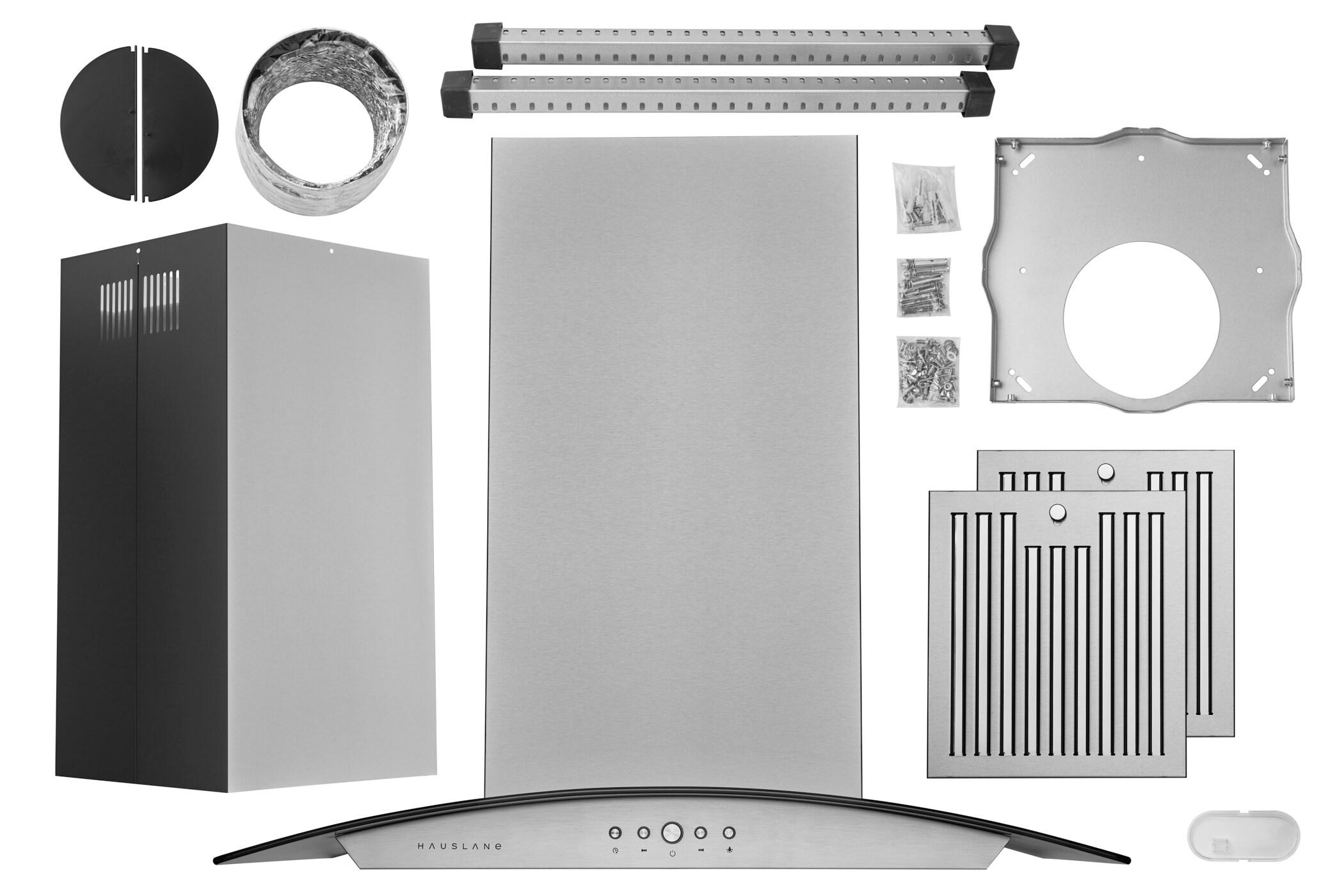 Hauslane Hauslane 30" Stainless Steel 600 CFM Convertible Island Range Hood with Baffle Filter IS-200SS-30