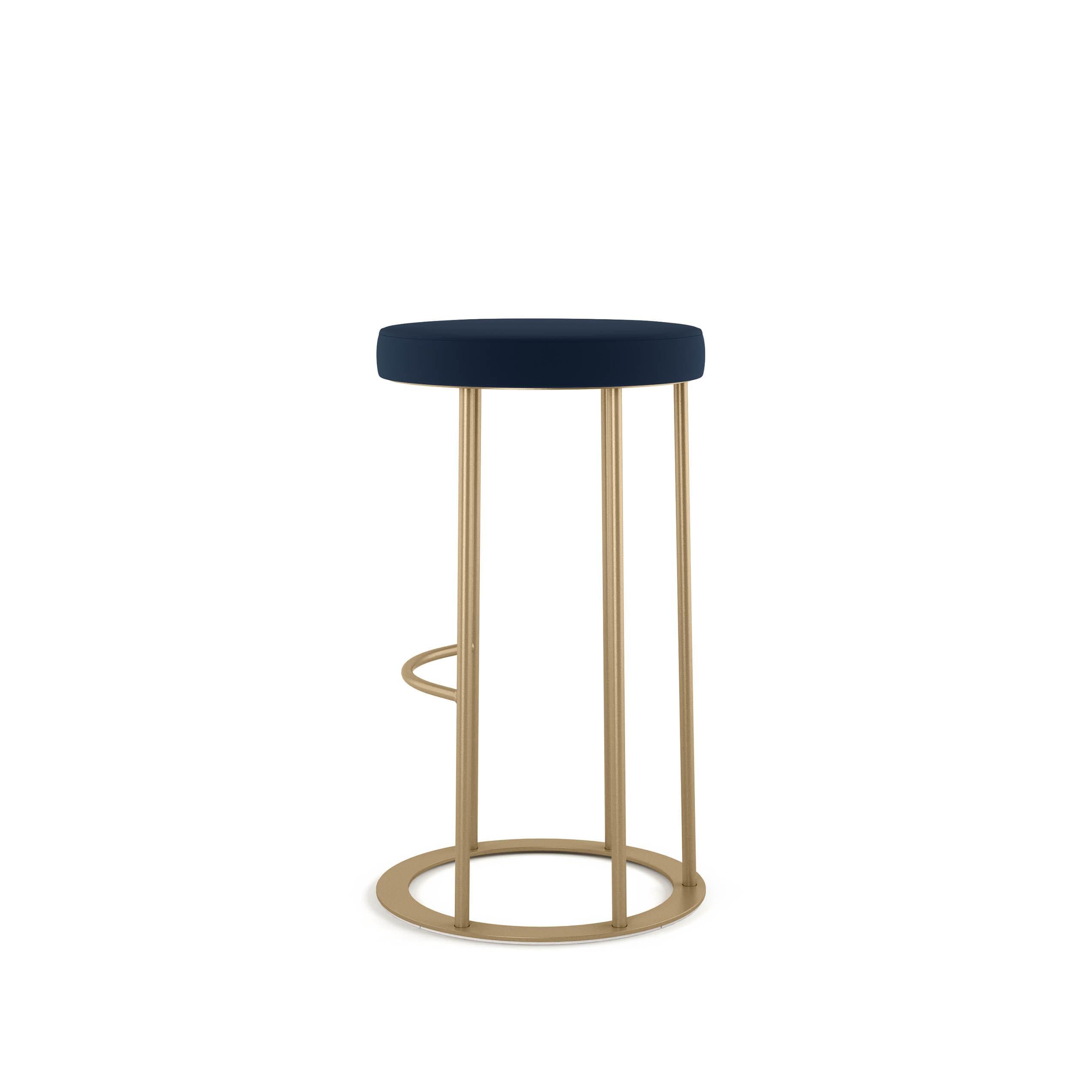 Modern Iris 30" Blue and Gold Metal Backless Bar Stool