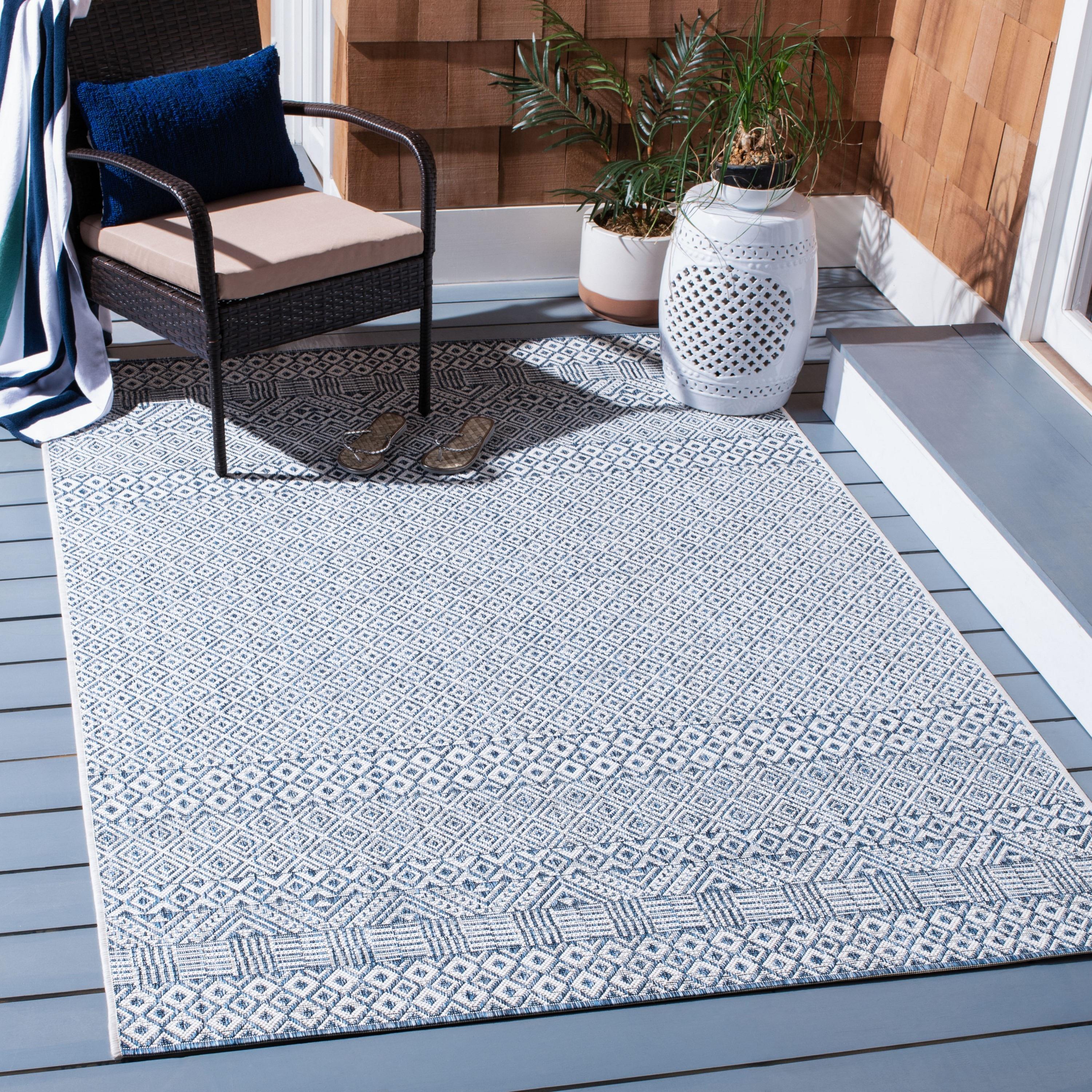 Courtyard CY8235 Power Loomed Indoor and Outdoor Area Rug - Blue/Navy - 6'7"x9'6" - Safavieh