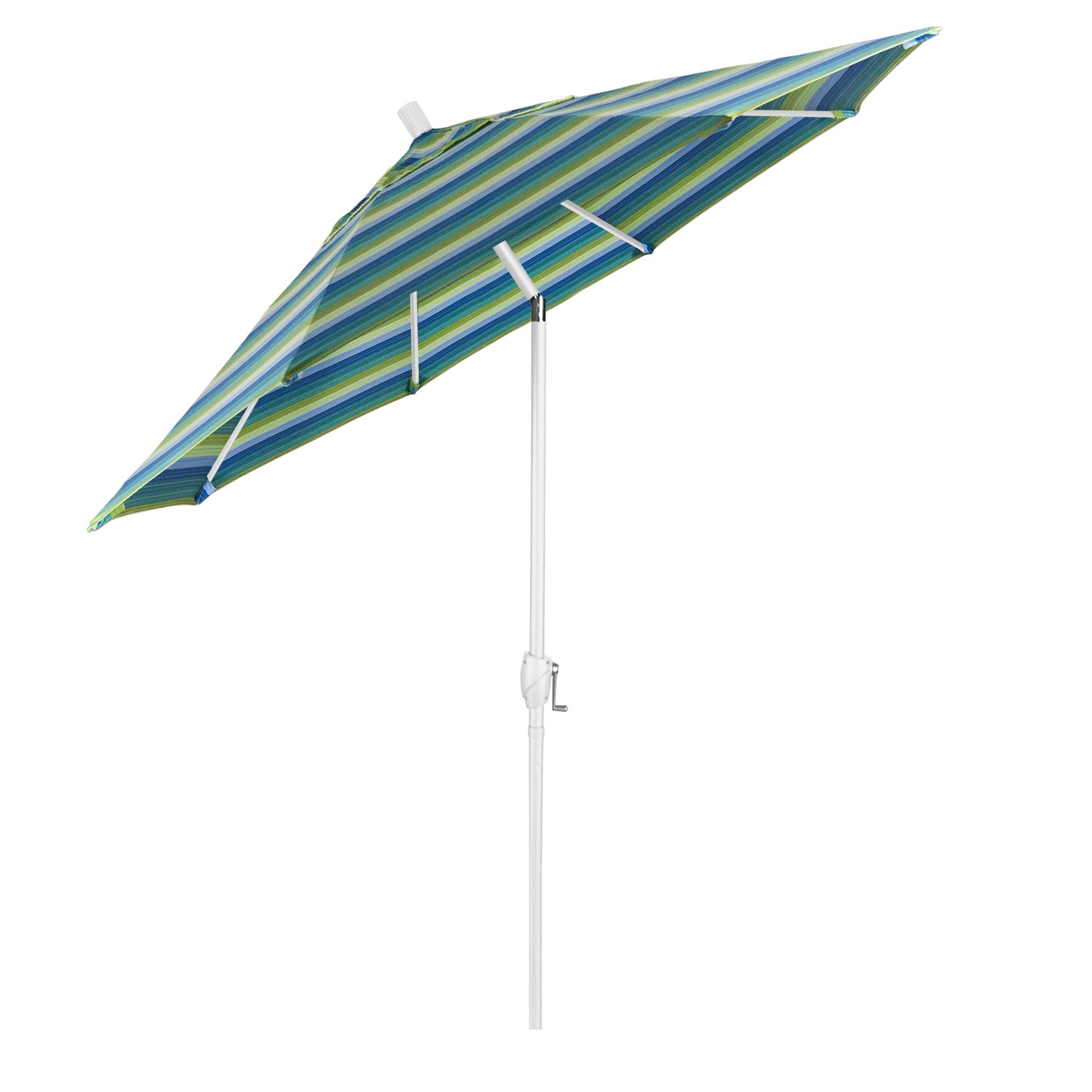 9-Foot Seville Seaside Blue and White Aluminum Patio Umbrella