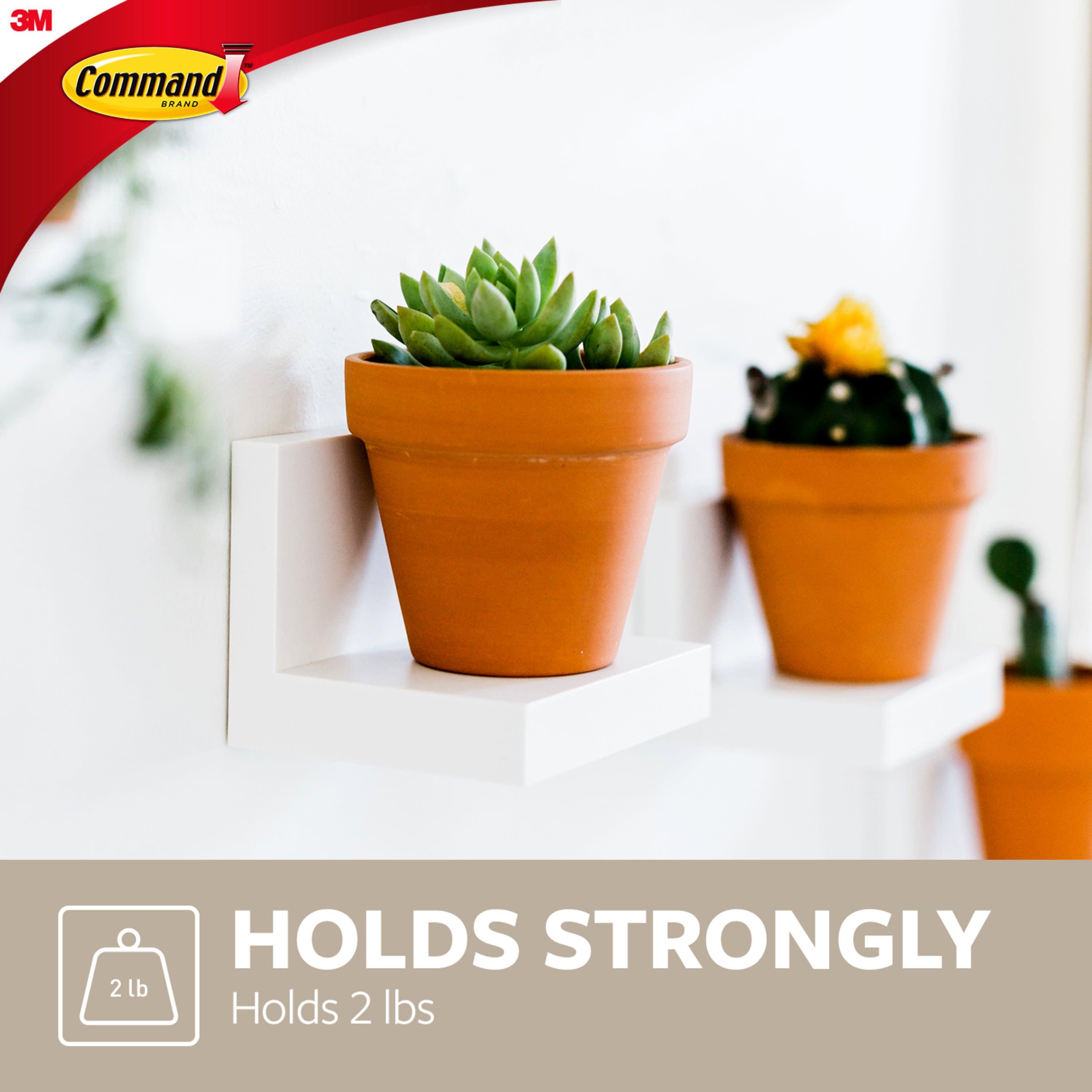 Command Display Ledges White: Floating Wall Shelf Set, 2 Picture Ledges, Off-White, Plastic, No Tools Needed