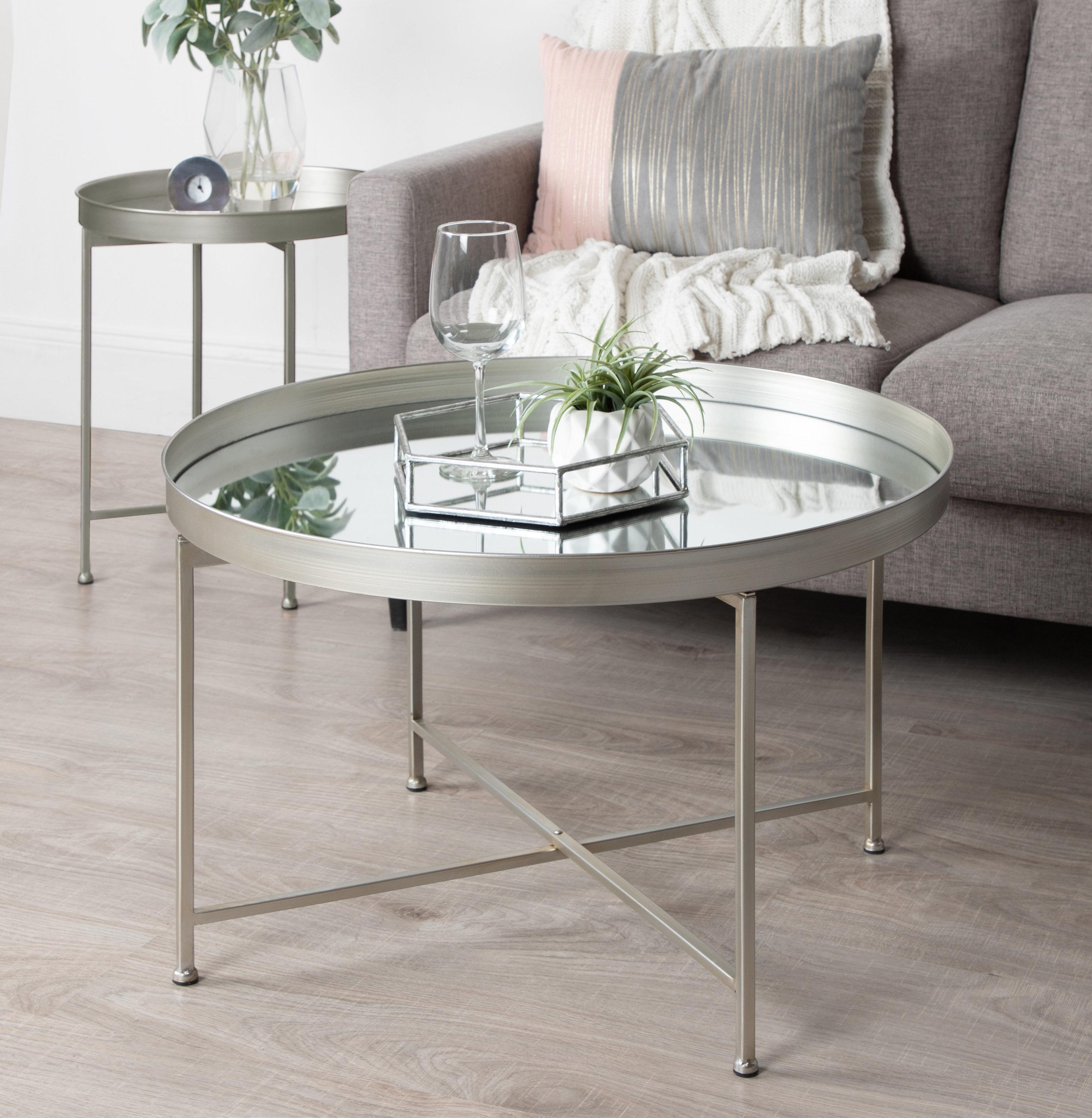 Kate and Laurel Celia Round Metal Coffee Table, 28.25x28.25x19, Silver