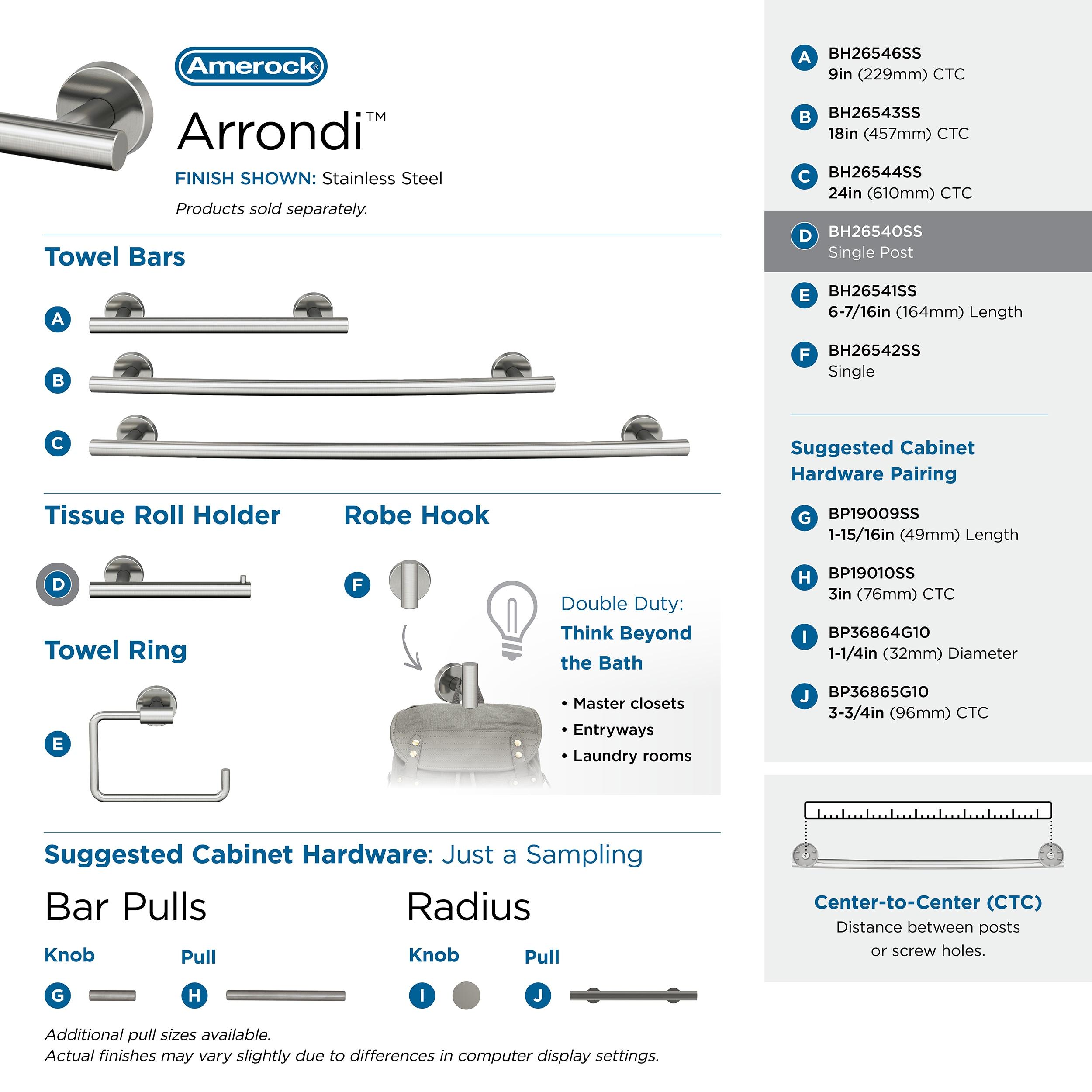 Amerock Arrondi Stainless Steel Single Post Toilet Paper Holder