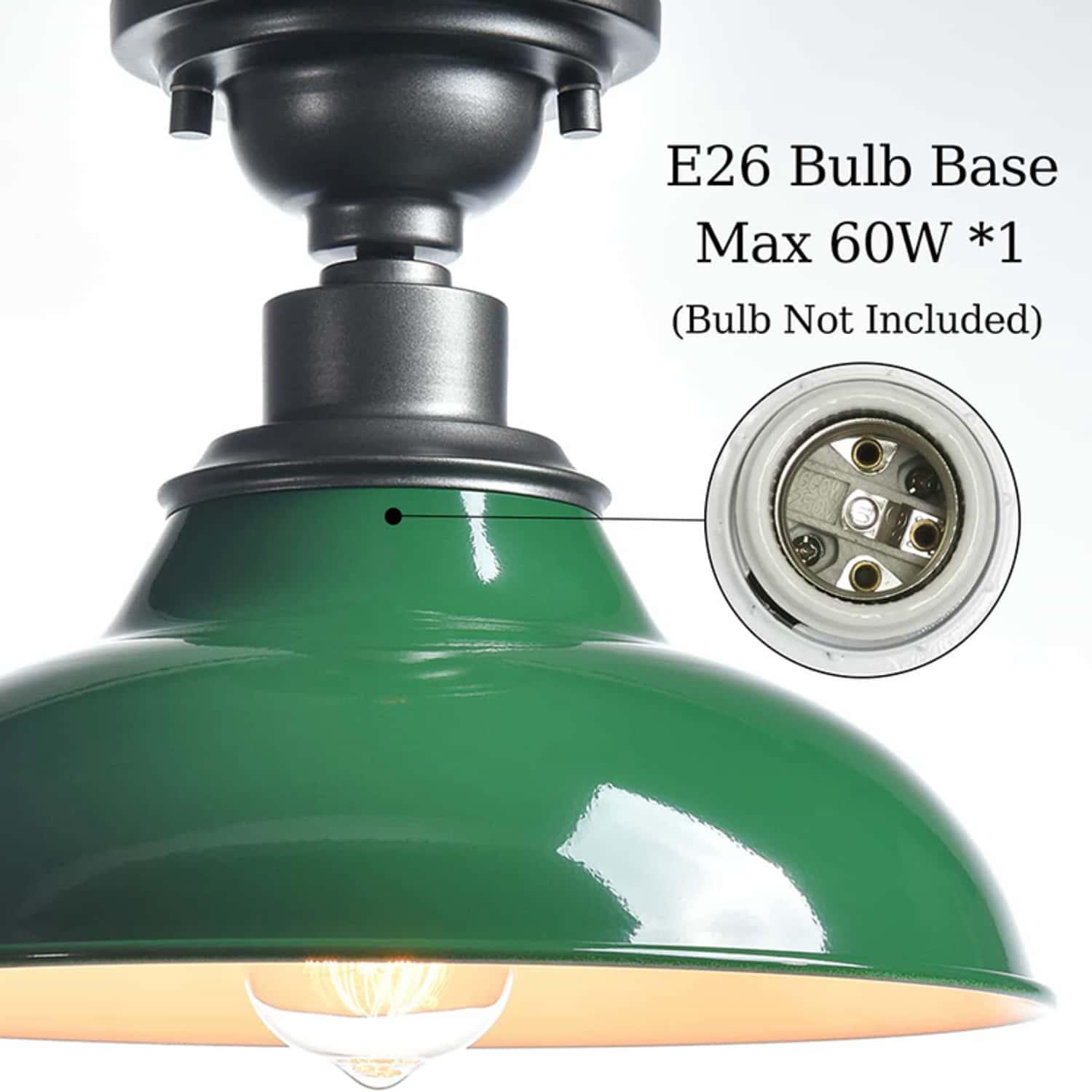 Modern Green Semi Flush Mount Light Barn Style Ceiling Light Fixture